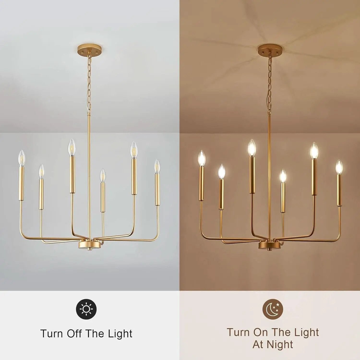 Gold 6 Light Candle Chandelier For Dining Room Modern from PriceLows™