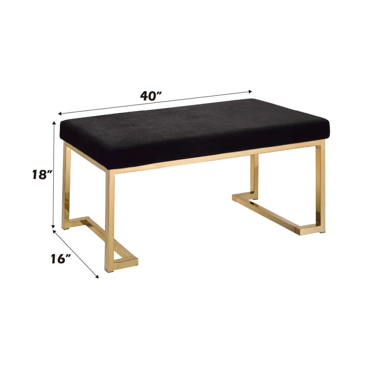 Boice Upholstered Bench | Black Faux Fur Seat | Armless Backless Design | 40 Inch Width