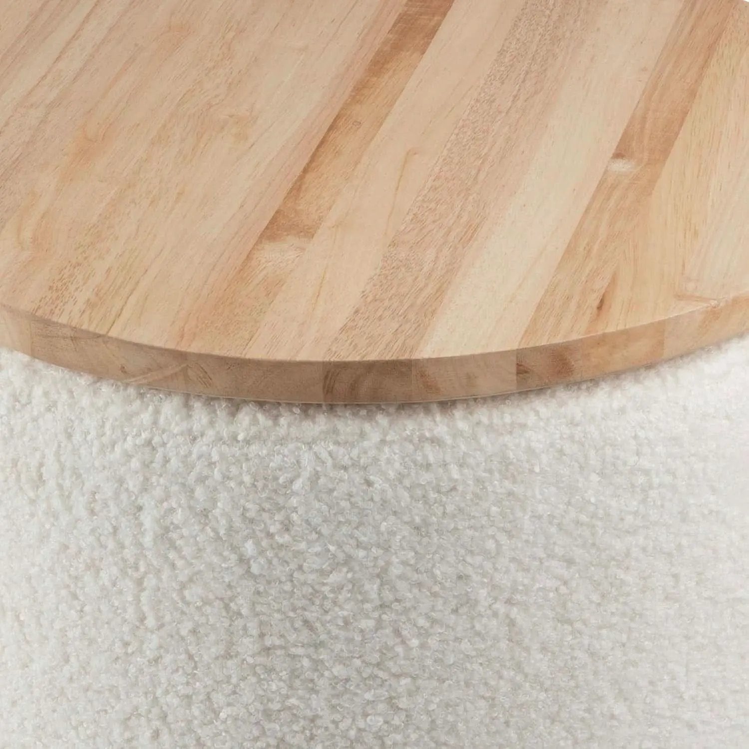 Cream Textured Storage Ottoman Removable Lid Walnut from PriceLows™