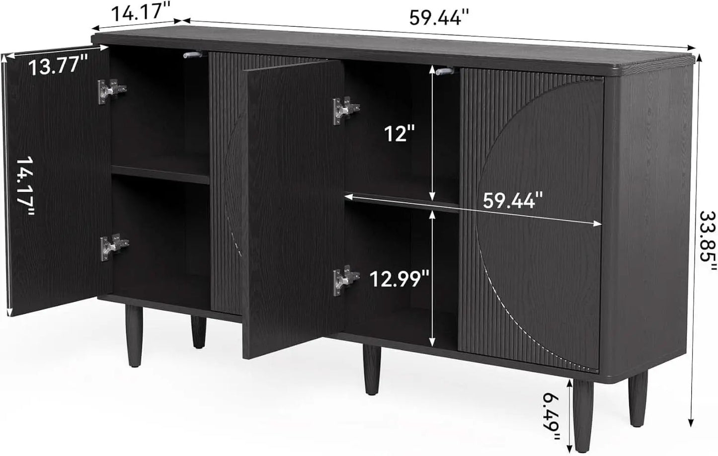 Modern 59-Inch Walnut Sideboard Buffet Table With Storage from PriceLows™