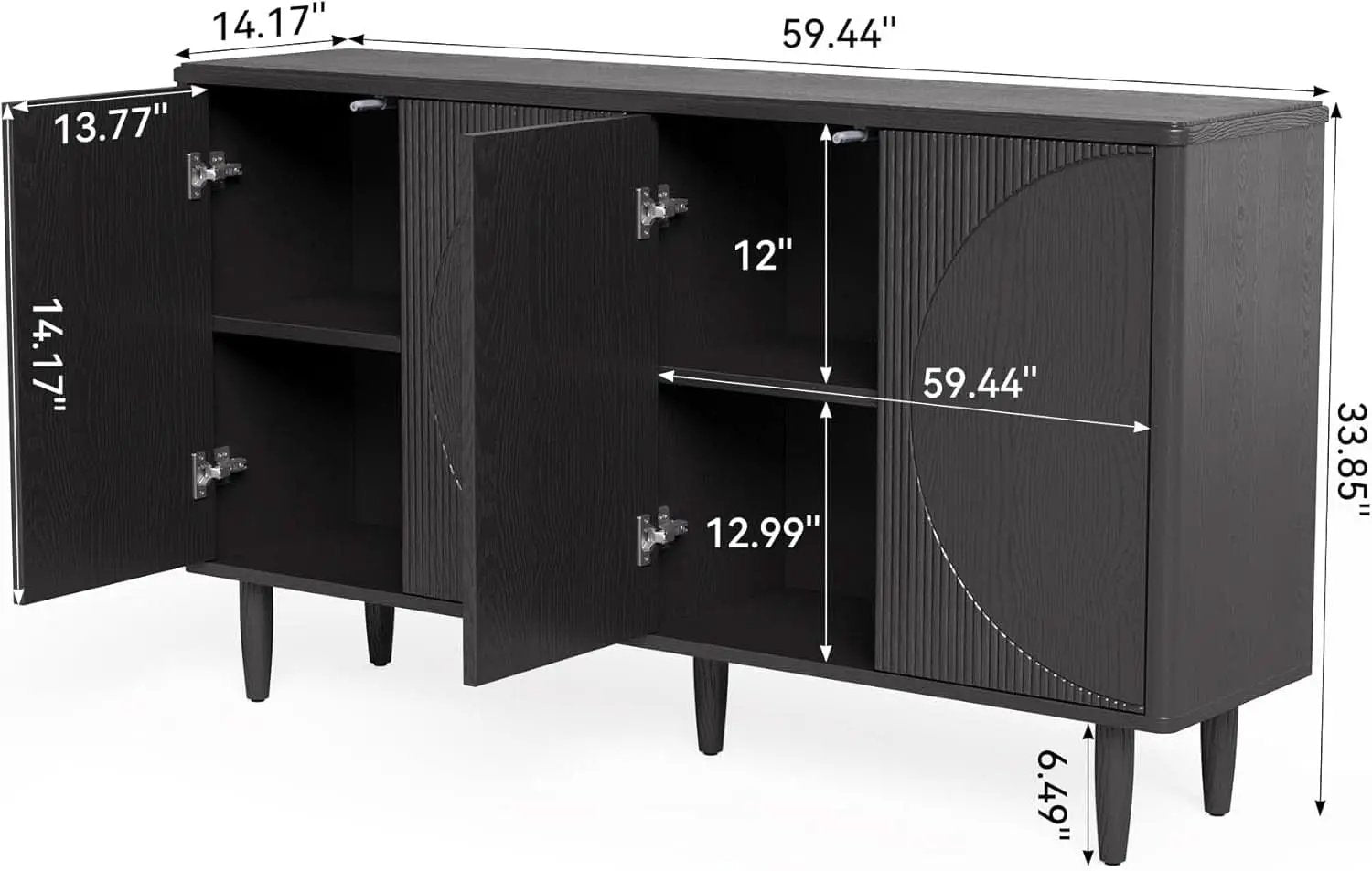 Modern 59-Inch Walnut Sideboard Buffet Table With Storage from PriceLows™