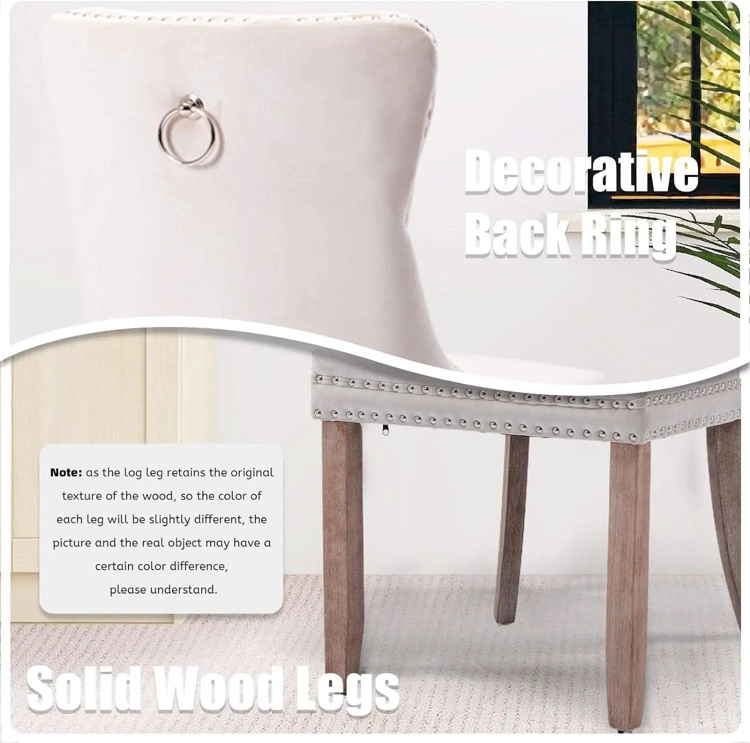 Velvet Dining Chairs Set Of 6 Beige Tufted High Back from PriceLows™