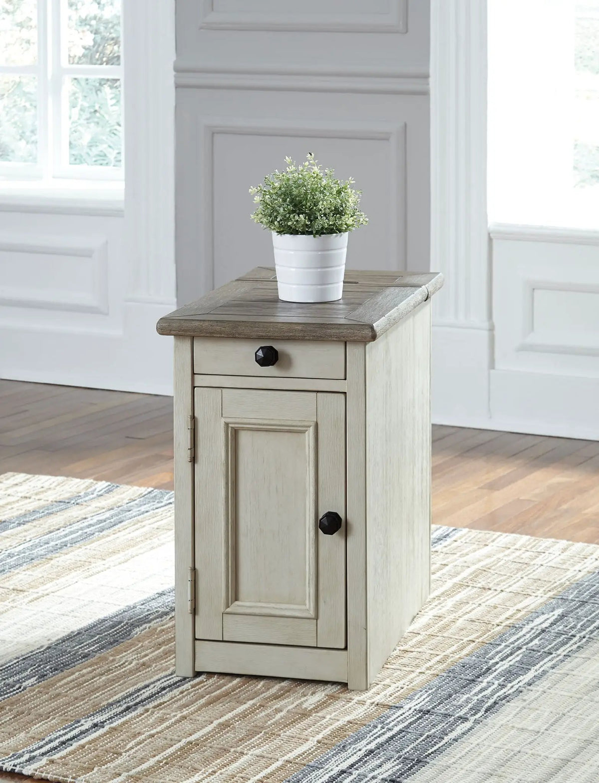 Bolanburg Chairside End Table | Farmhouse Style | Two-Tone Finish | Weathered Look