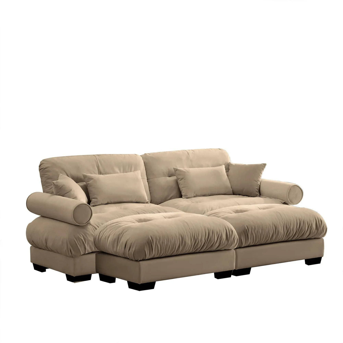 Modern Sectional Sofa | With Ottoman | Deep Seat Cushions | Throw Pillows