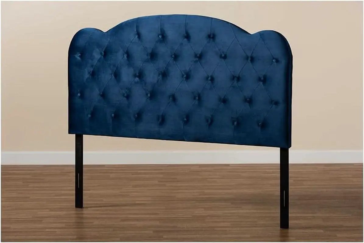 Navy Blue Velvet Upholstered Queen Size Headboard Modern Design from PriceLows™