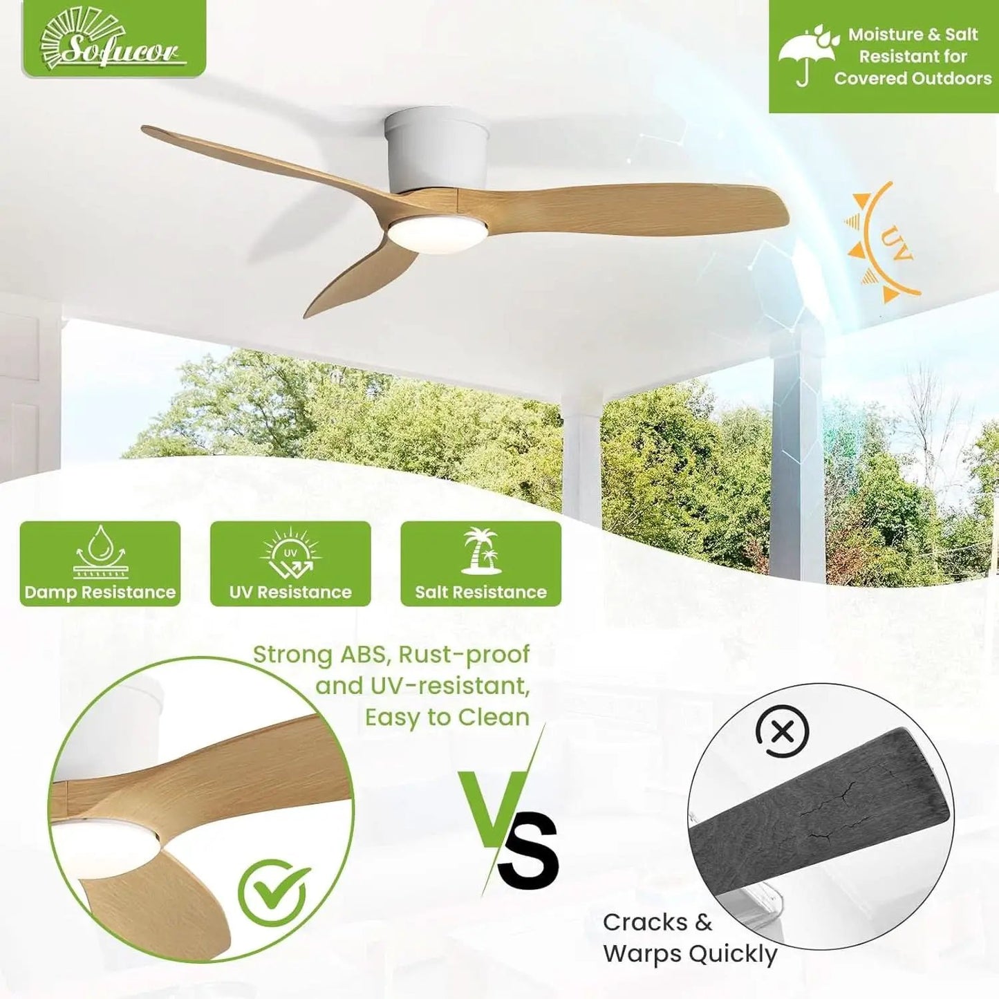 52 Inch Smart Ceiling Fan With Lights Remote App Control from PriceLows™