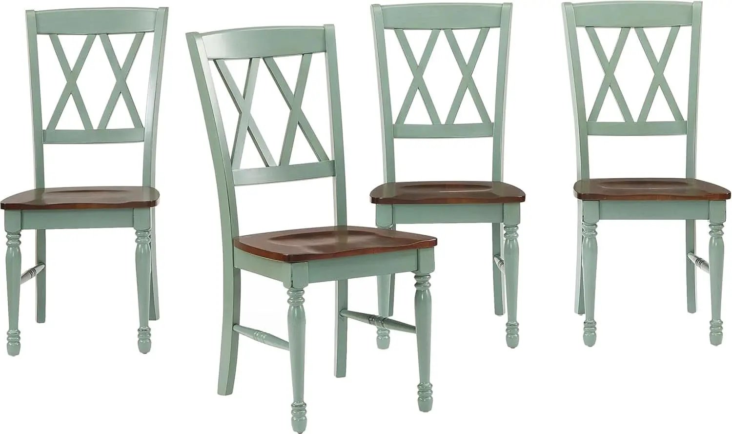 Shelby Distressed Teal XBack Dining Room Chairs Set of 4 from PriceLows™