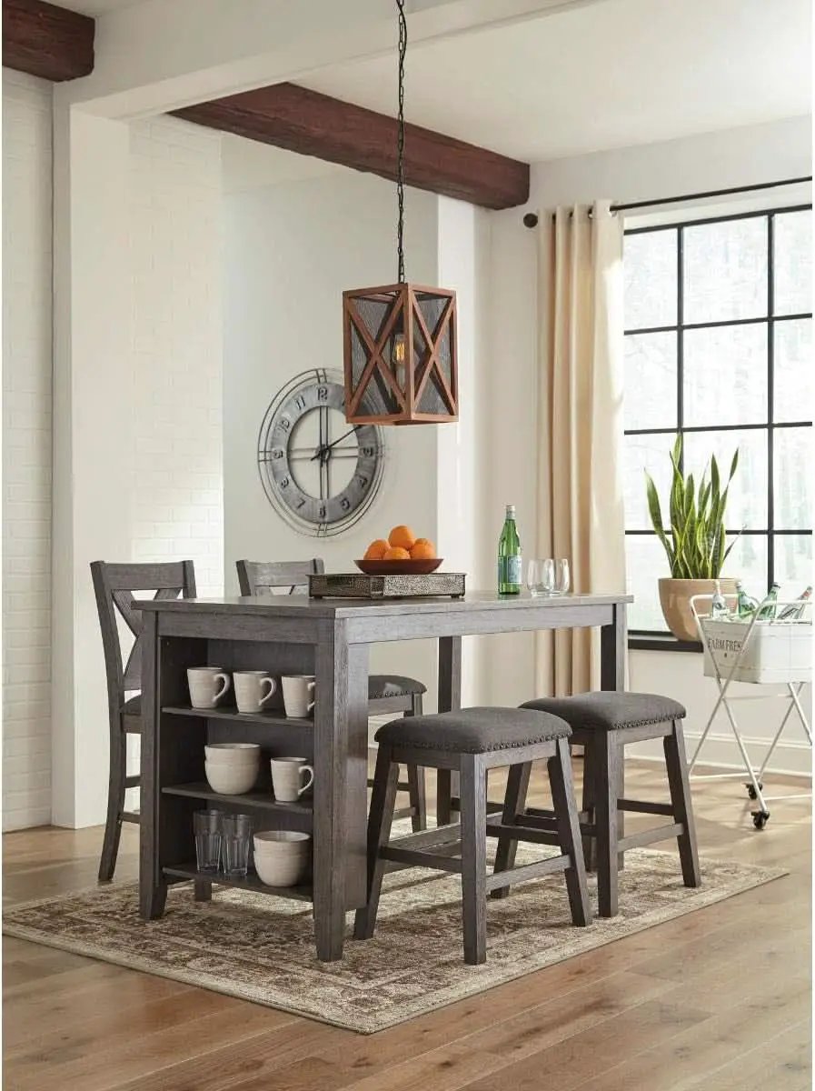 Caitbrook Rustic Counter Height Dining Table With Storage from PriceLows™