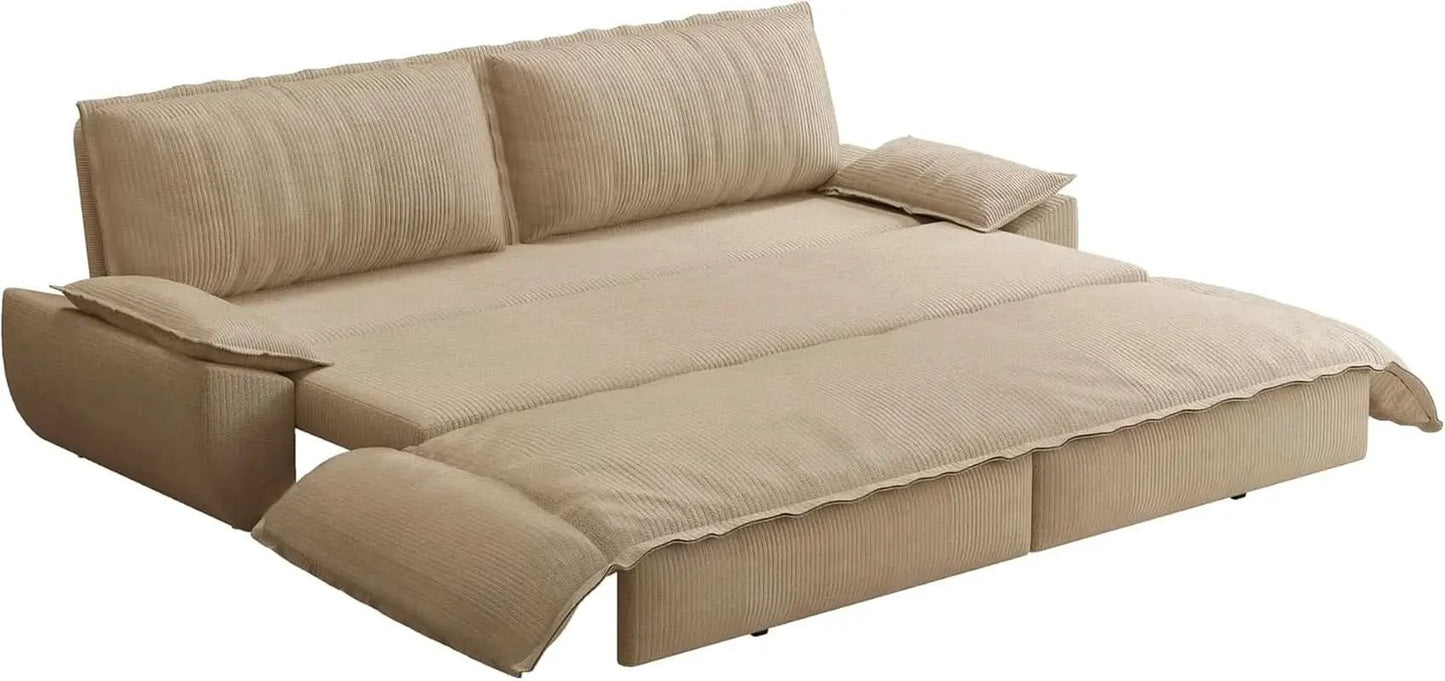 Queen Size Premium Convertible Sofabed Camel Corduroy from PriceLows™