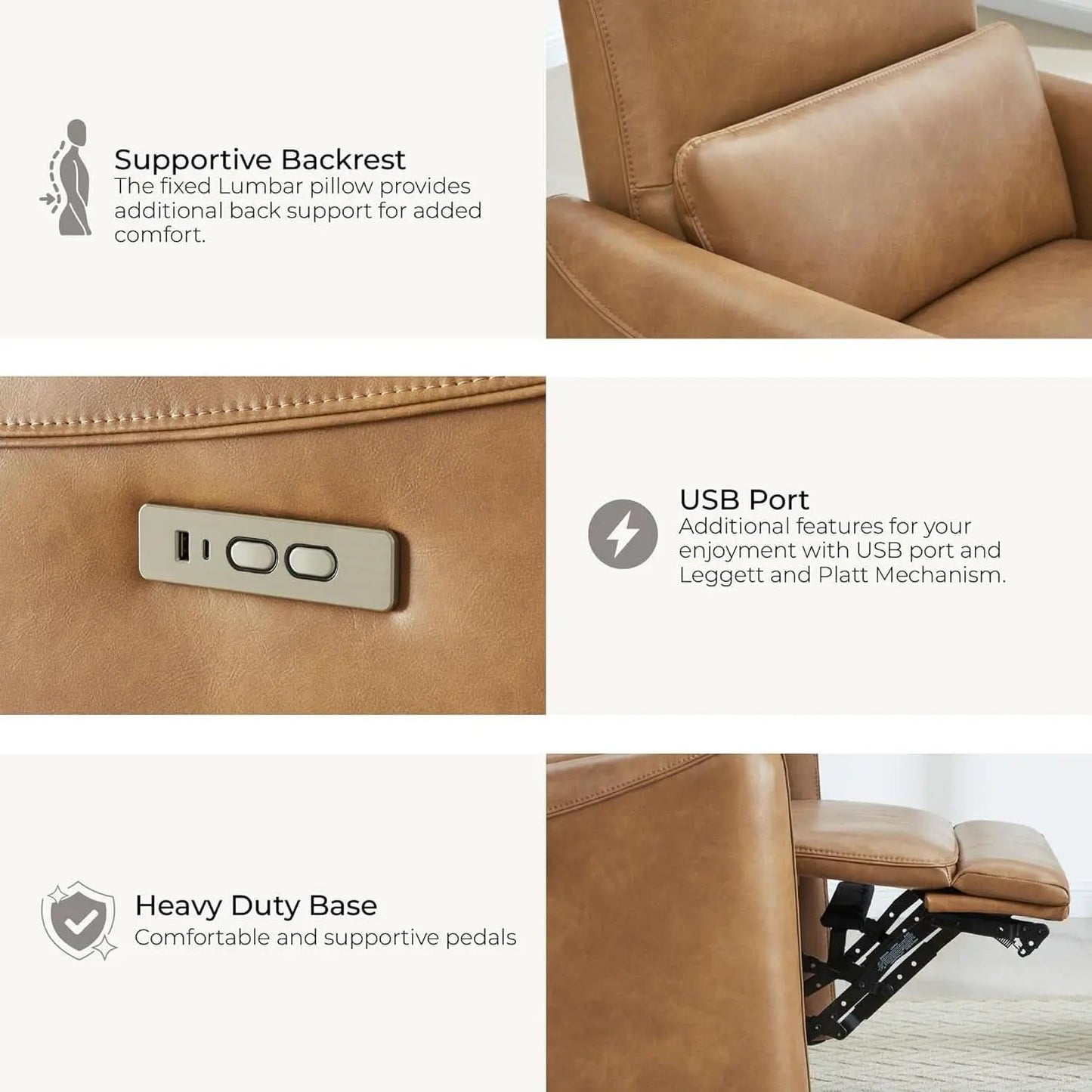 Power Recline Swivel Recliner With Lumbar Support For Living Room from PriceLows™