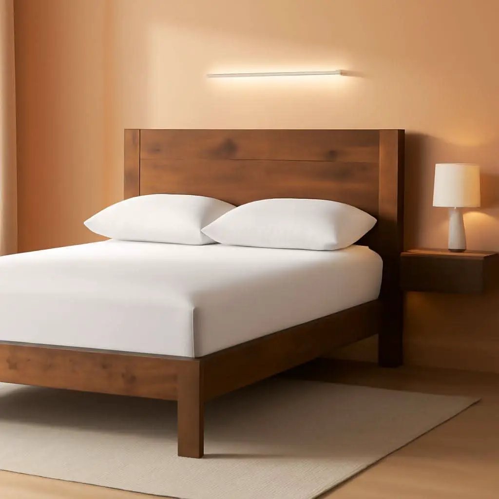 Queen Size Solid Wood Platform Bed Frame With Headboard from PriceLows™