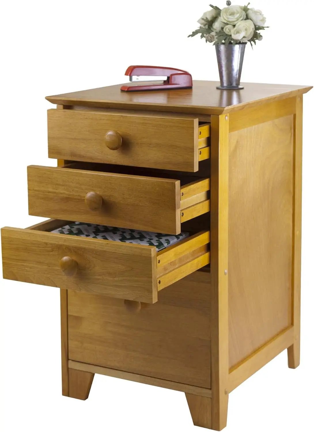 Studio File Cabinet Honey Finish With Three Drawers from PriceLows™