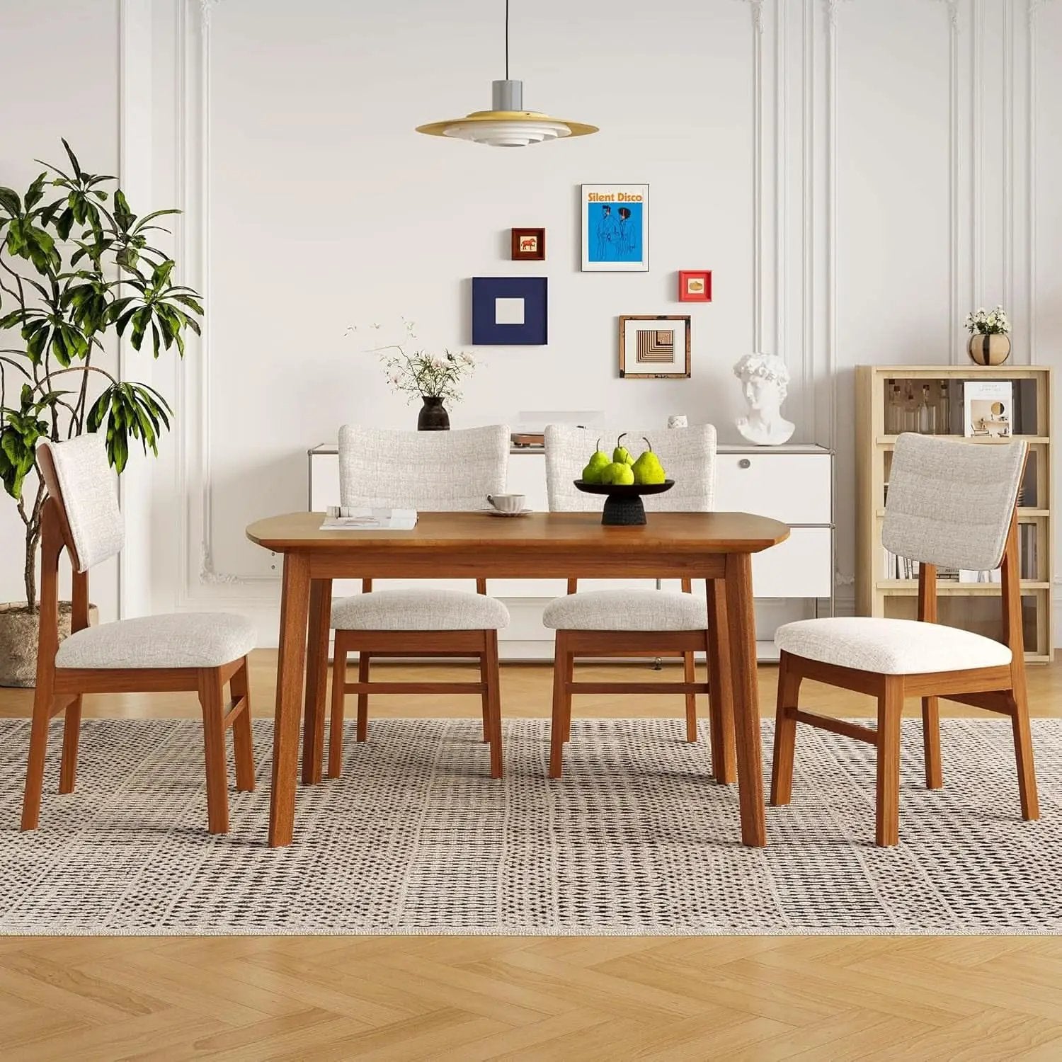 Brown Beige Space Saving Solid Wood Dining Set Chairs from PriceLows™