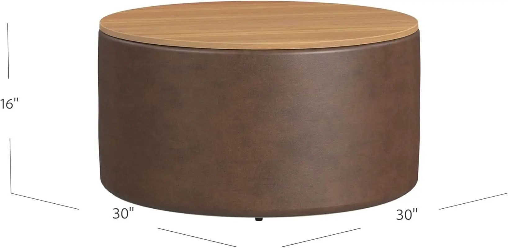Polyester Upholstered Brown Wood Top Storage Ottoman from PriceLows™