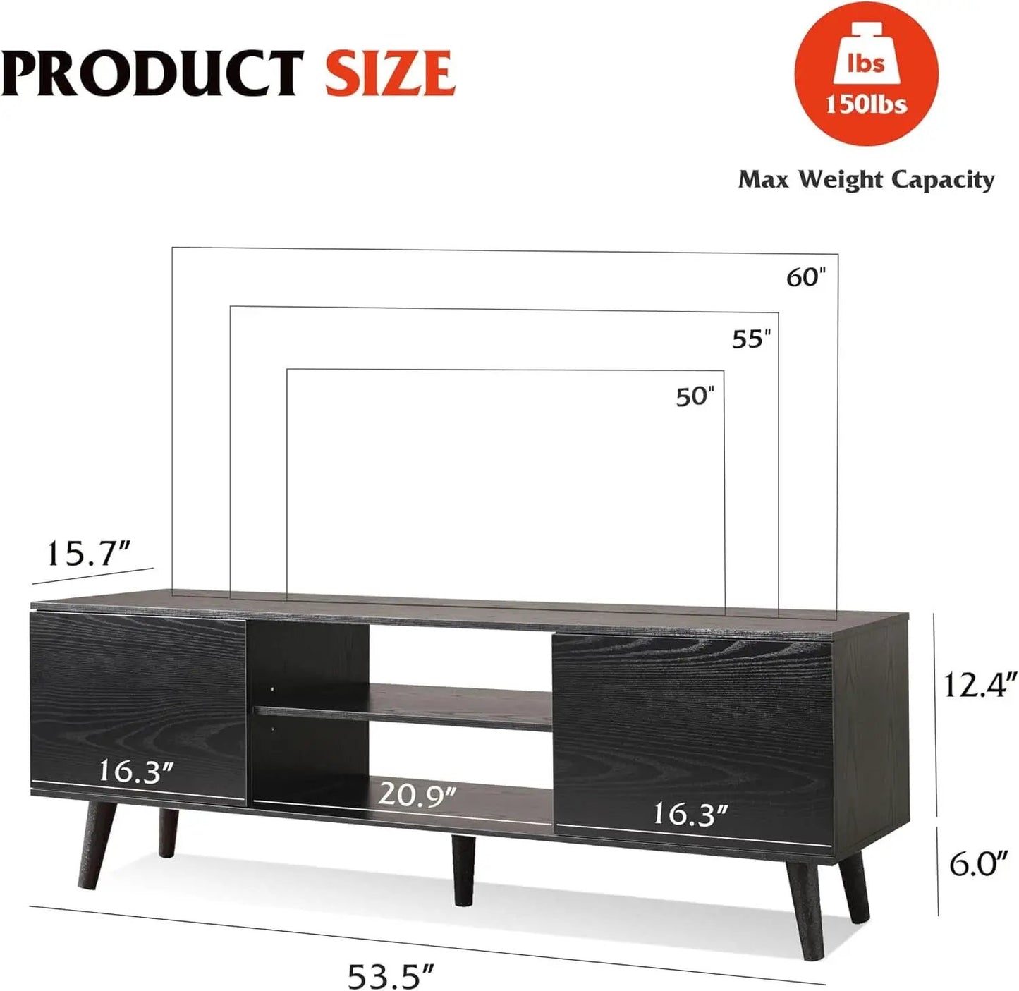 TV Stand 55 To 60 Inch With Storage Cabinets Sturdy from PriceLows™