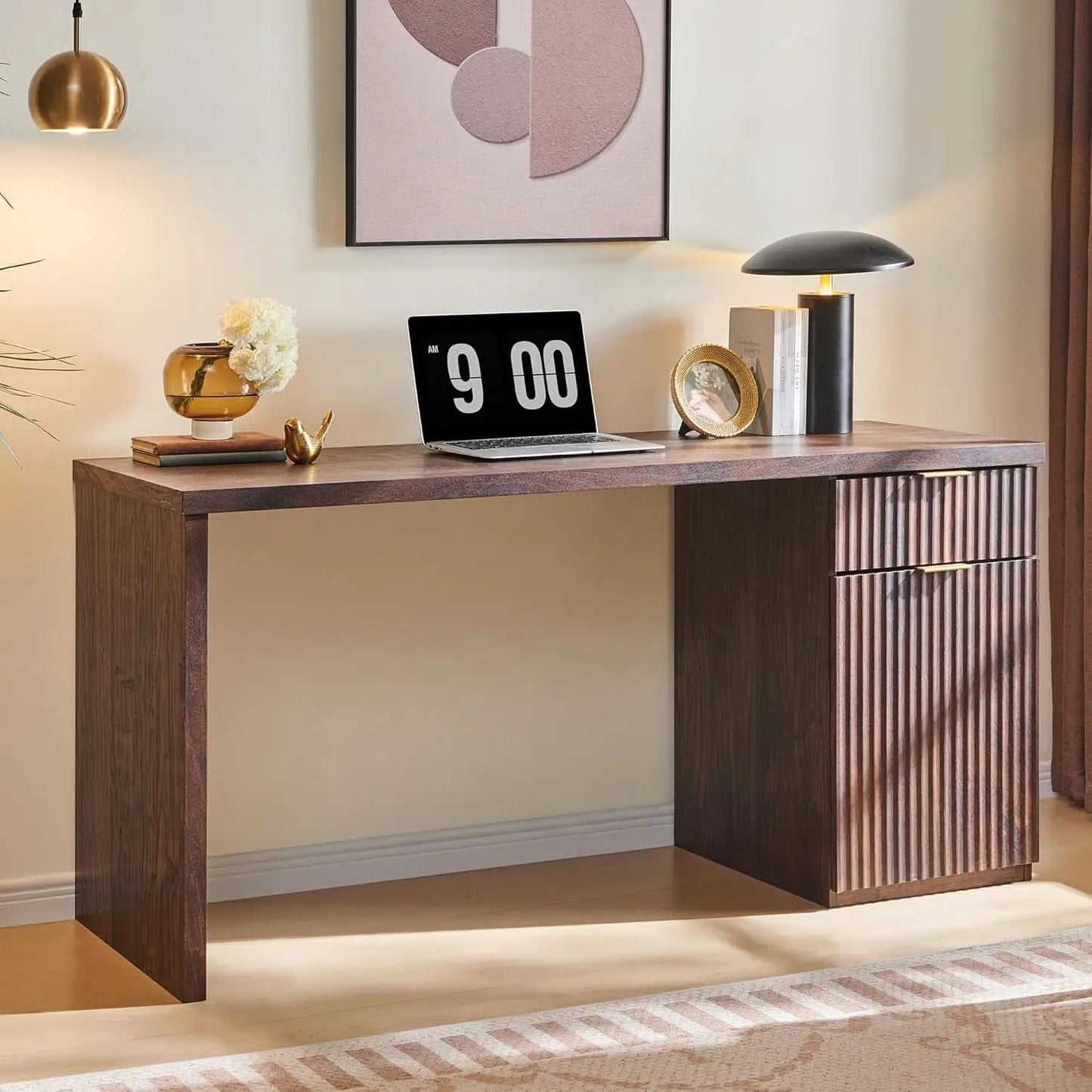 60-Inch Classic Dark Walnut Executive-Grade Desk Study from PriceLows™