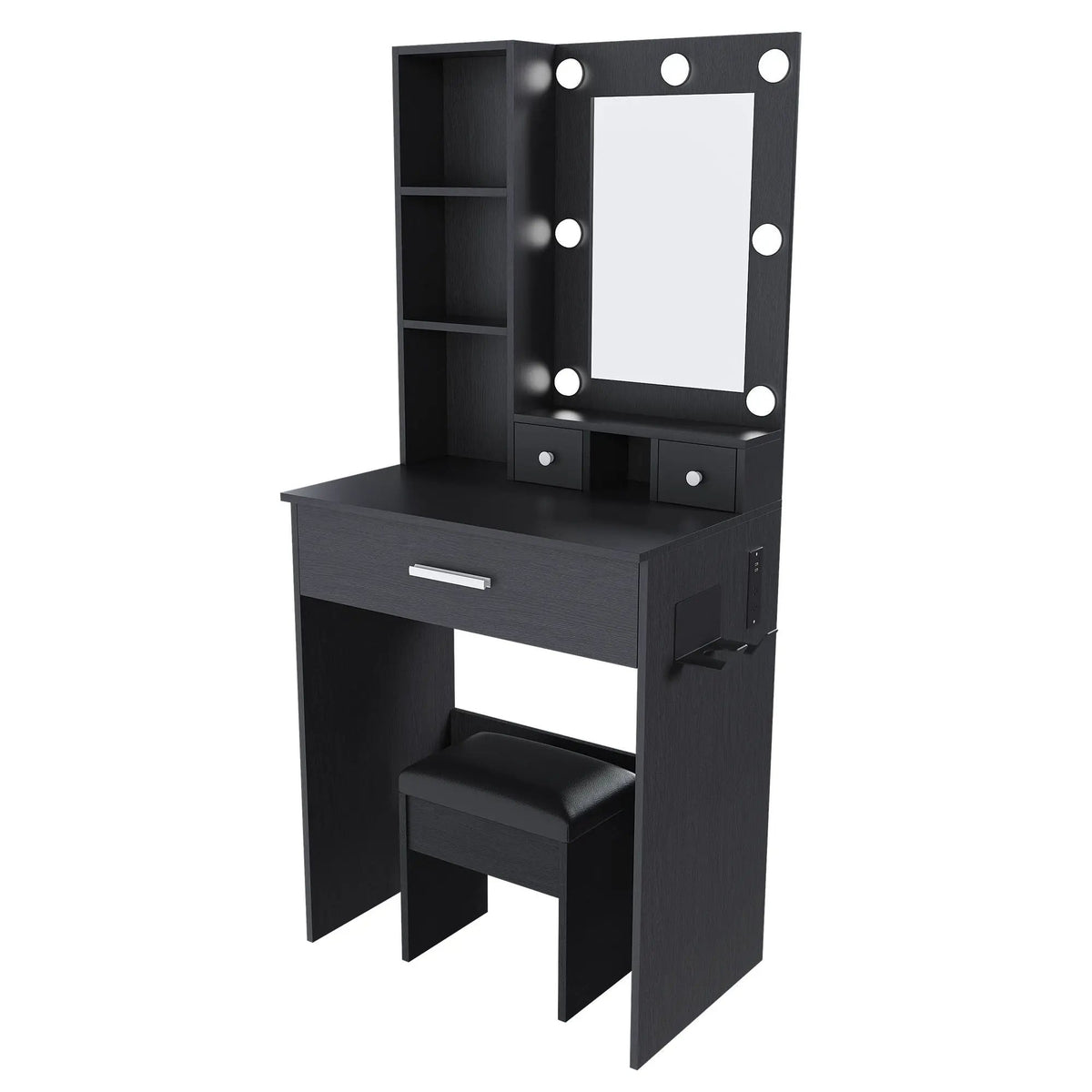 Vanity Table | LED Mirror | Power Outlet | Includes Stool