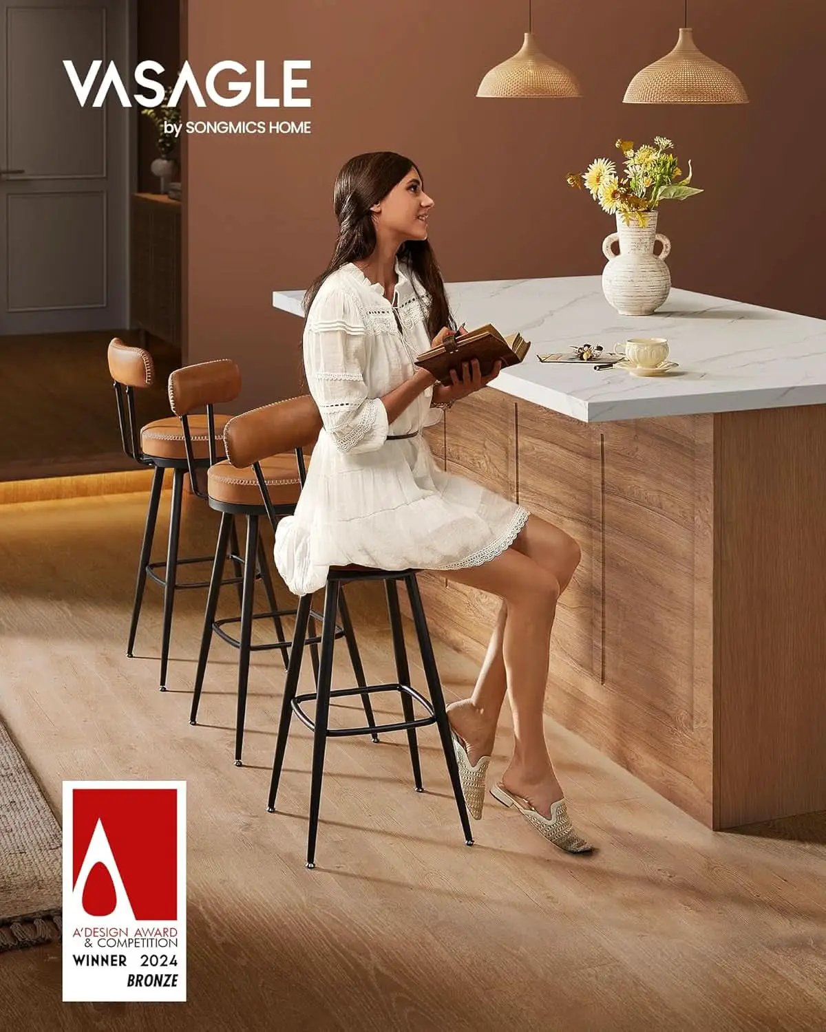 Swivel Bar Stools Set of Two for Kitchen from PriceLows™