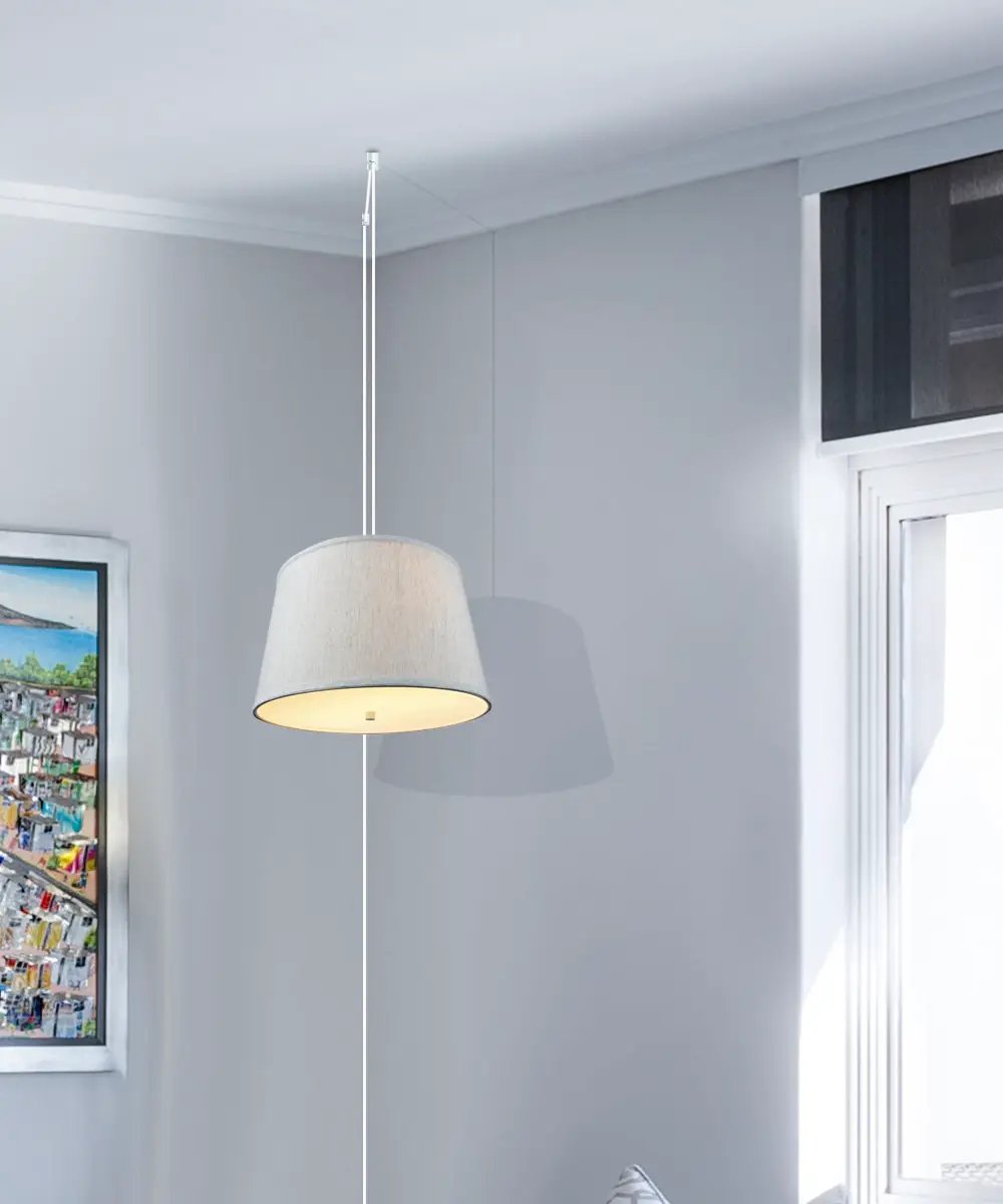 Swag Plug In Pendant Light | 2 Light | Textured Oatmeal | 10 Inch Wide