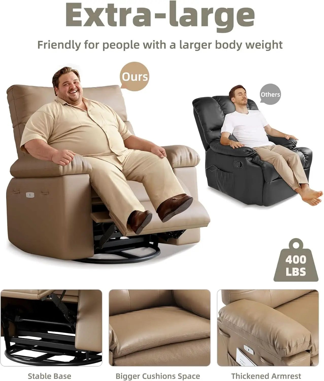 Power Swivel Massage Recliner With Heat And Vibration from PriceLows™