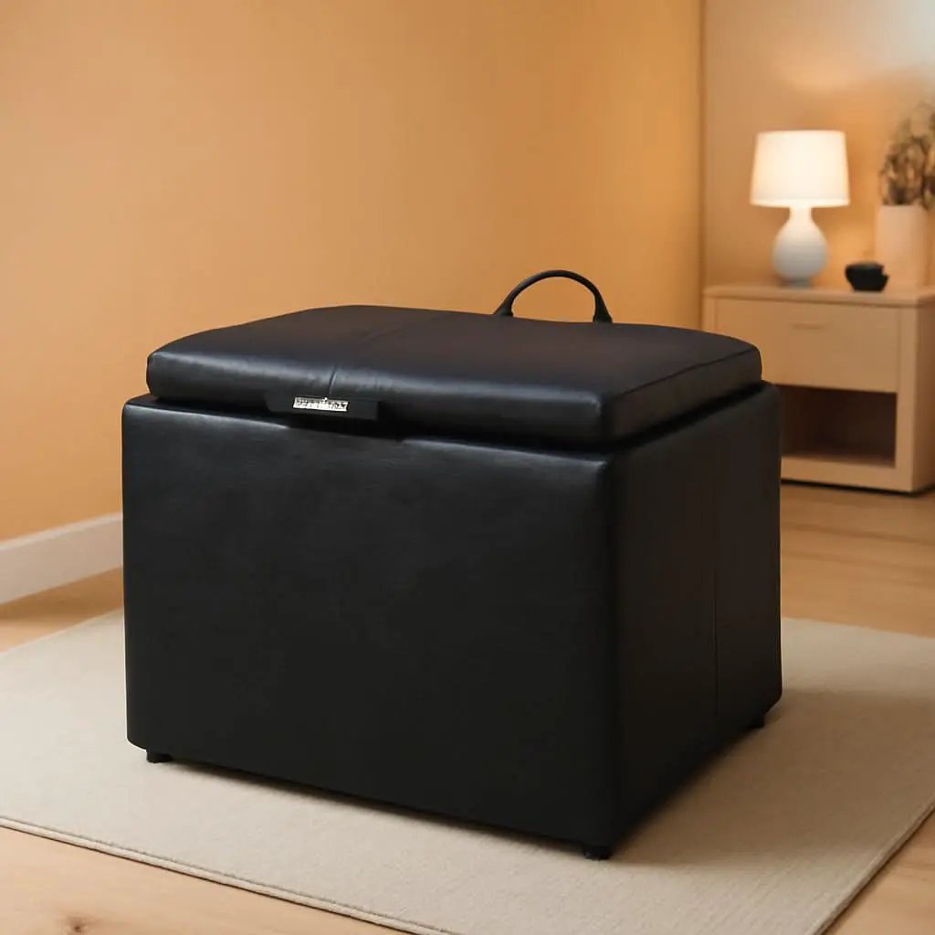 Accent Storage Ottoman 22 Point 75 Inches Charcoal Jet Black from PriceLows™