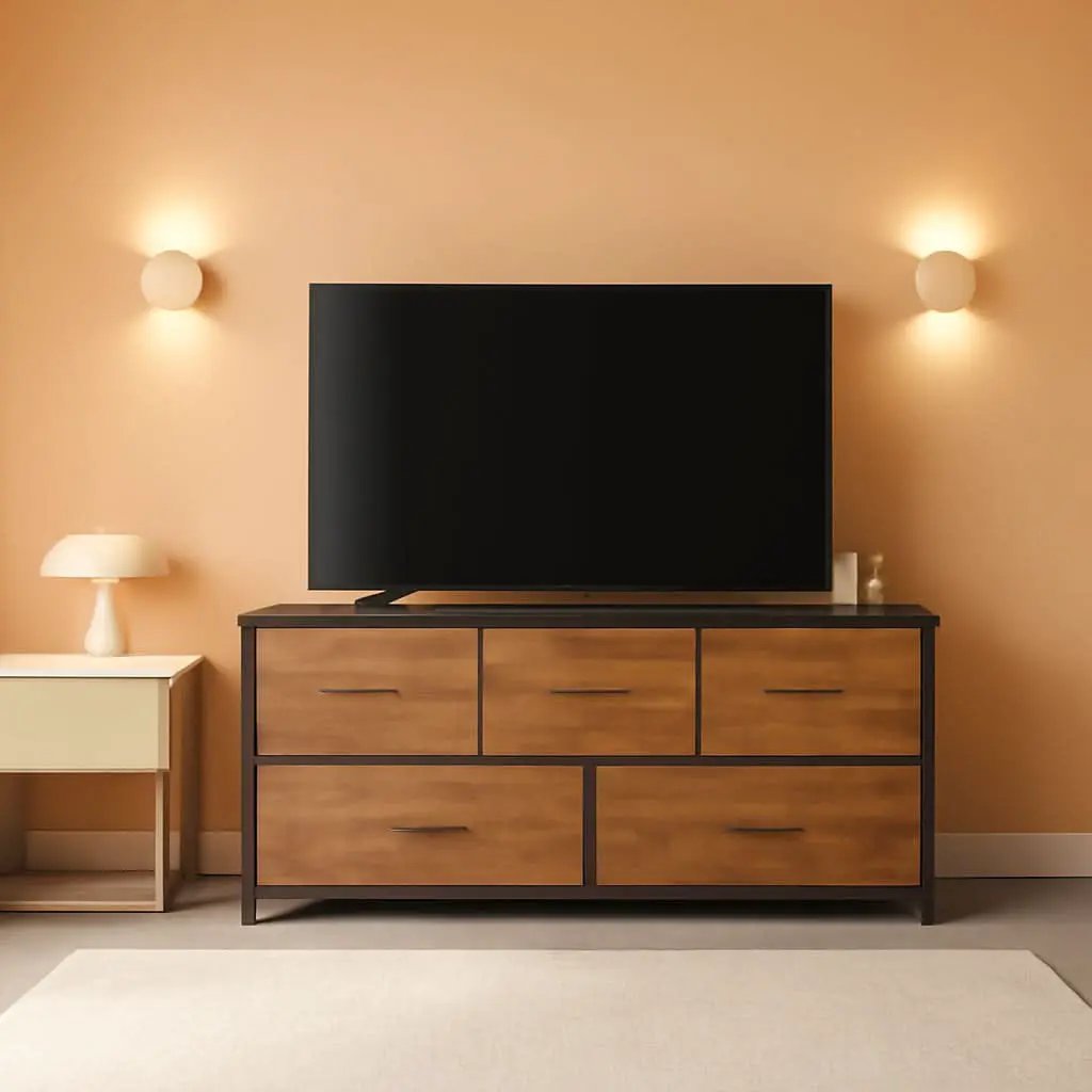 Rustic Wood 5 Drawer Dresser For Bedroom Storage Cabinet from PriceLows™