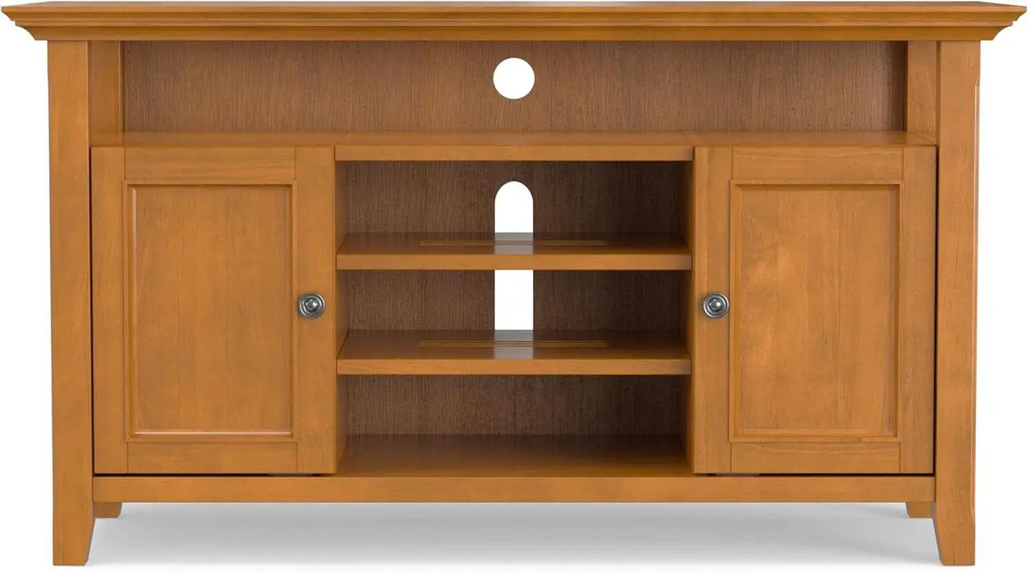 TV Media Stand 54 Inch Wide Golden Brown Cabinet Storage from PriceLows™