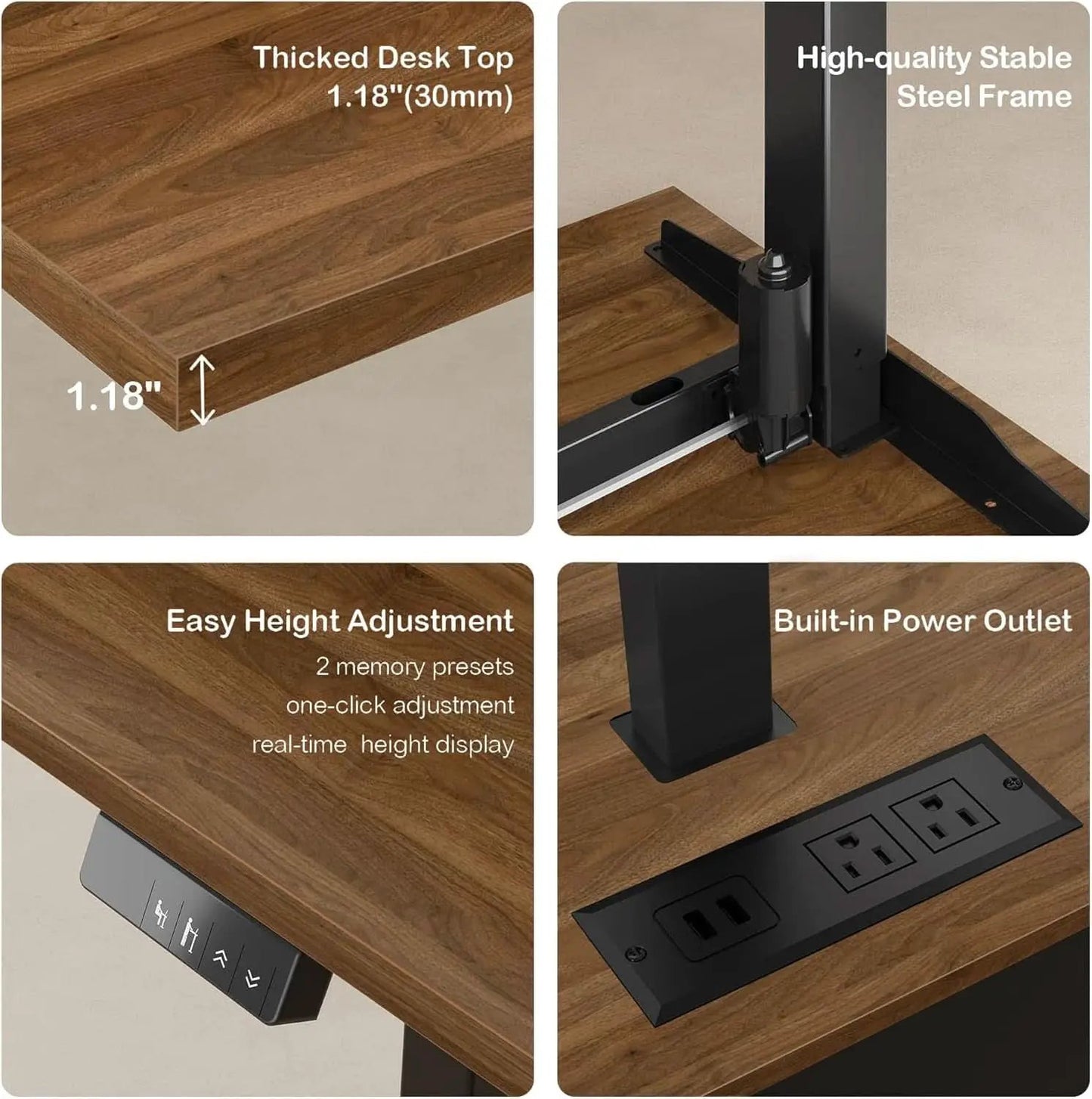 Walnut Seventy OneInch Height Adjustable Standing Desk Cabinets from PriceLows™