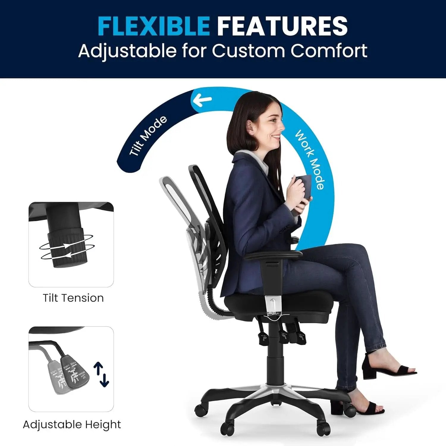 Ergonomic Mesh Office Chair With Adjustable Lumbar Black from PriceLows™