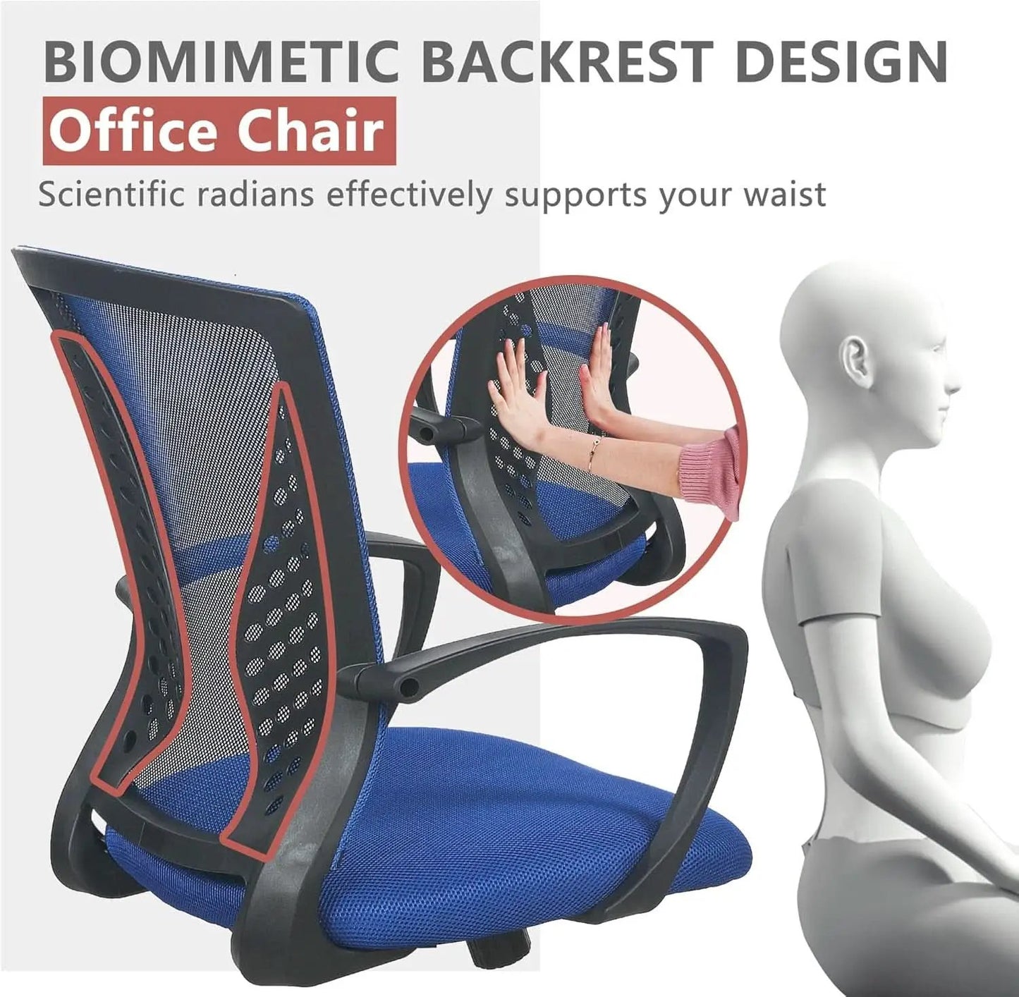 Blue Ergonomic Mesh Back Gaming Chair With Lumbar Support from PriceLows™