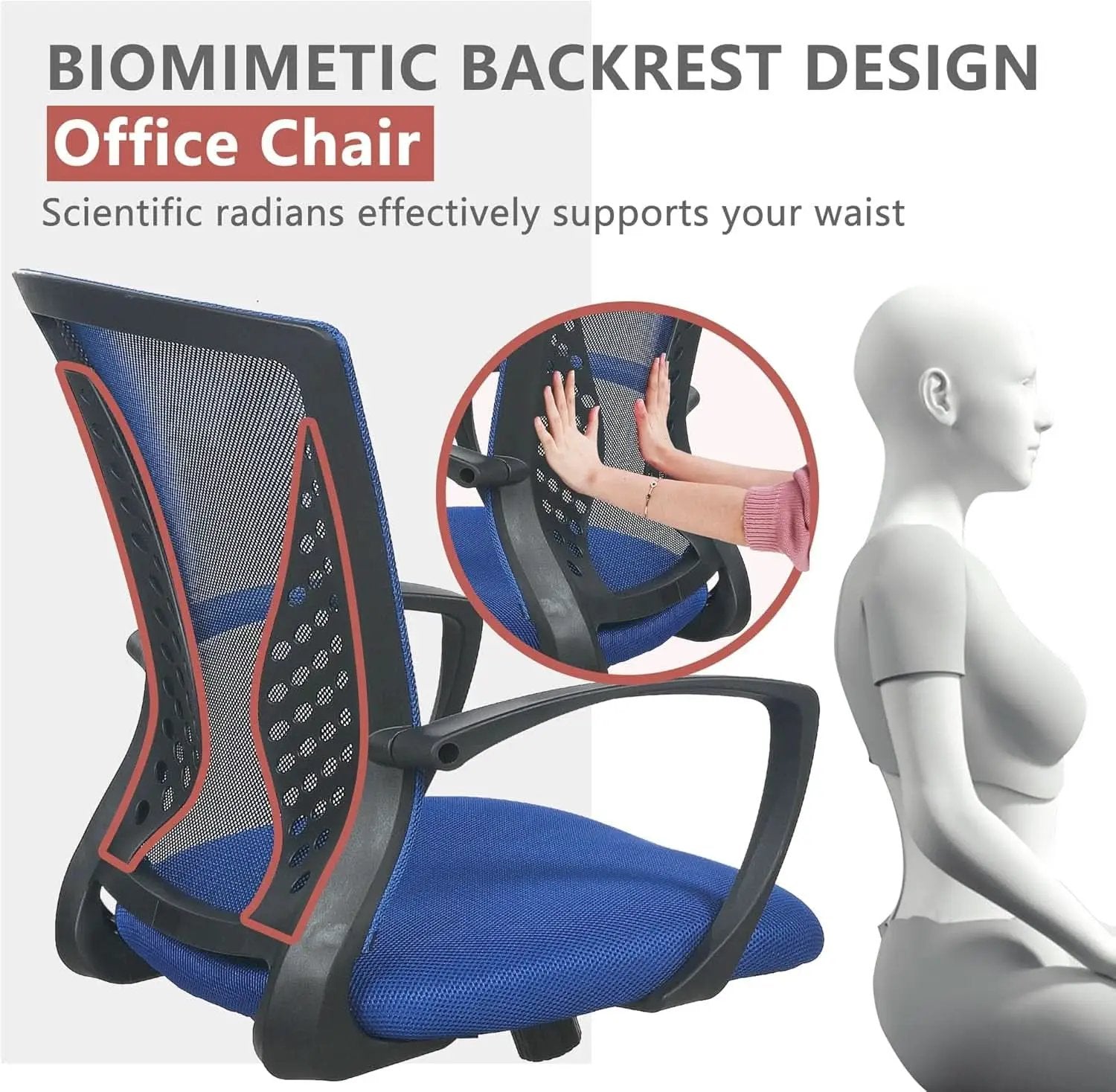 Blue Ergonomic Mesh Back Gaming Chair With Lumbar Support from PriceLows™