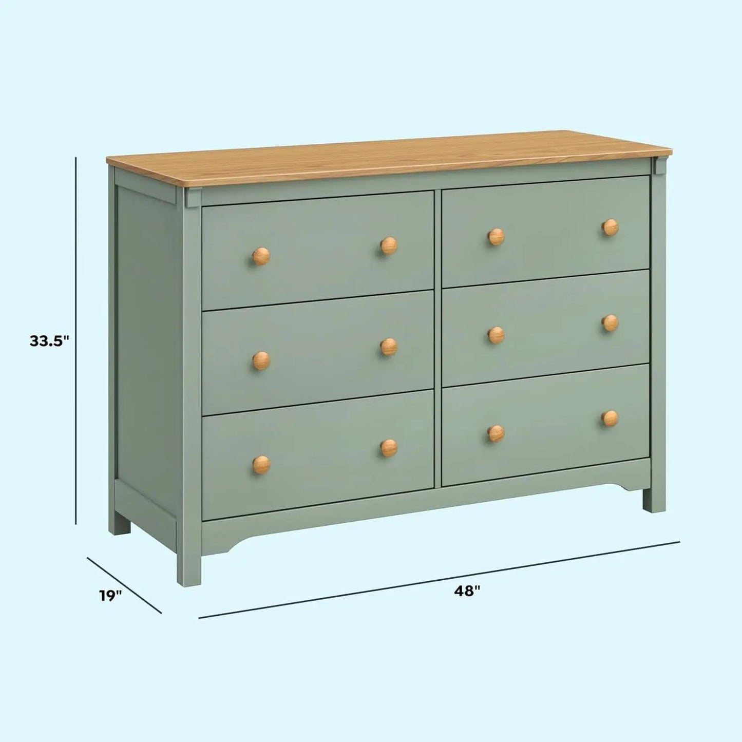 Shea Six Drawer Dresser Light Sage And Honey For Nursery from PriceLows™