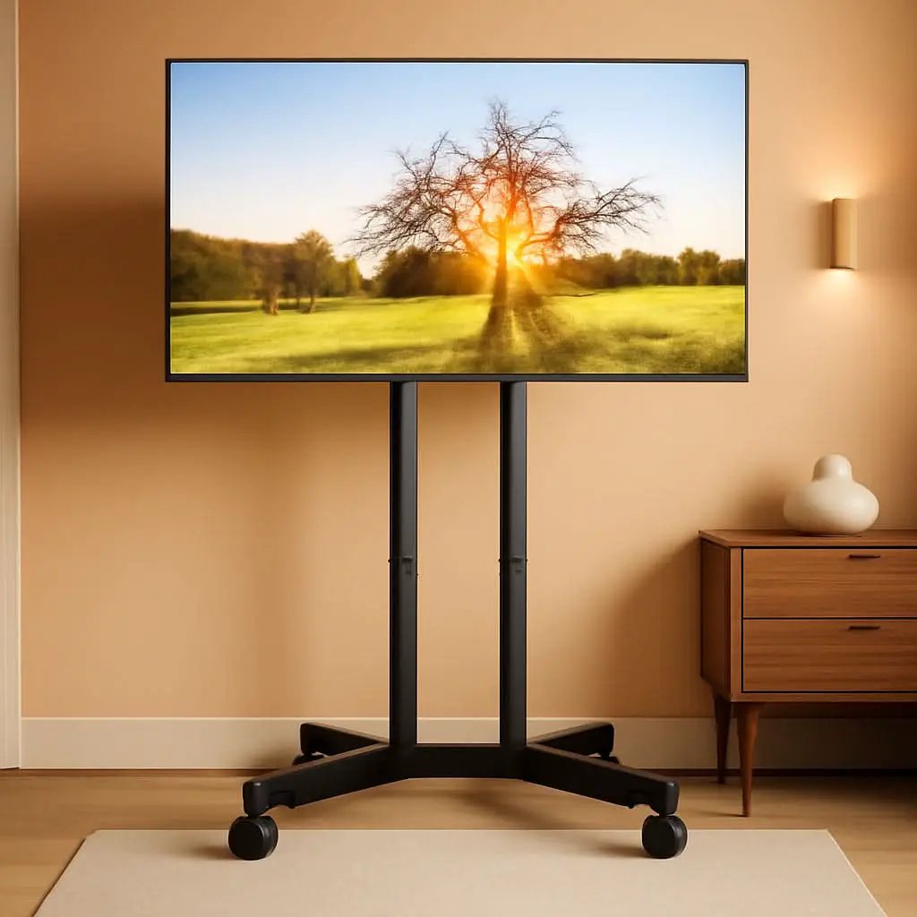 Mobile TV Stand 32 To 70 Inch With Wheels Height Adjustable from PriceLows™