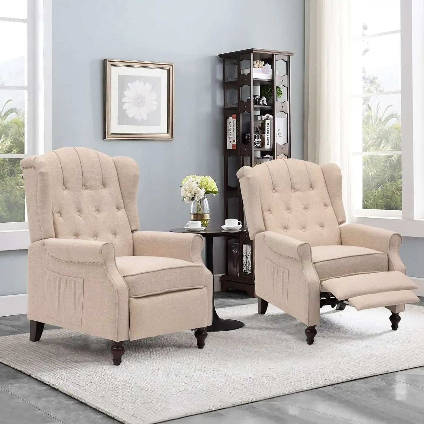 Beige Wingback Pushback Recliner With Massage Heat from PriceLows™