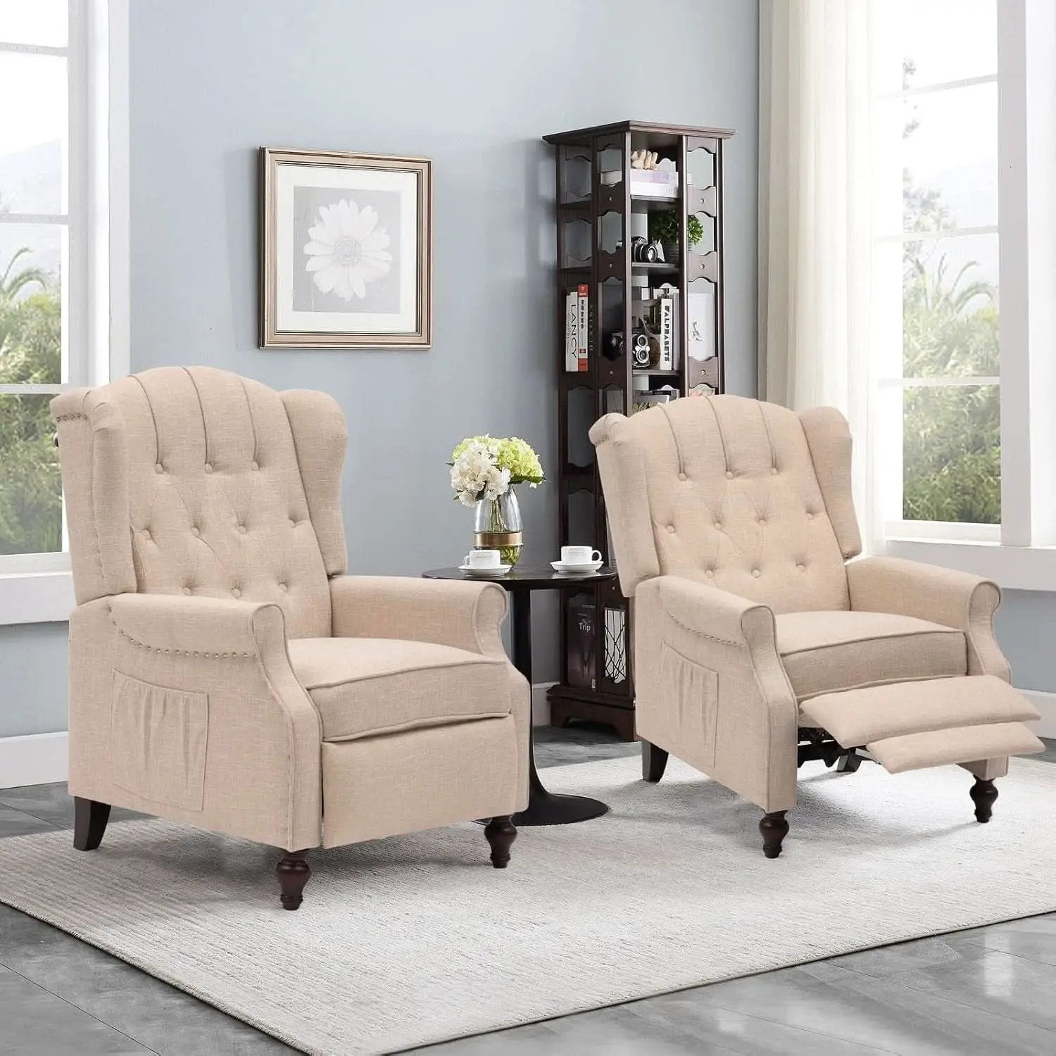 Beige Wingback Pushback Recliner With Massage Heat from PriceLows™