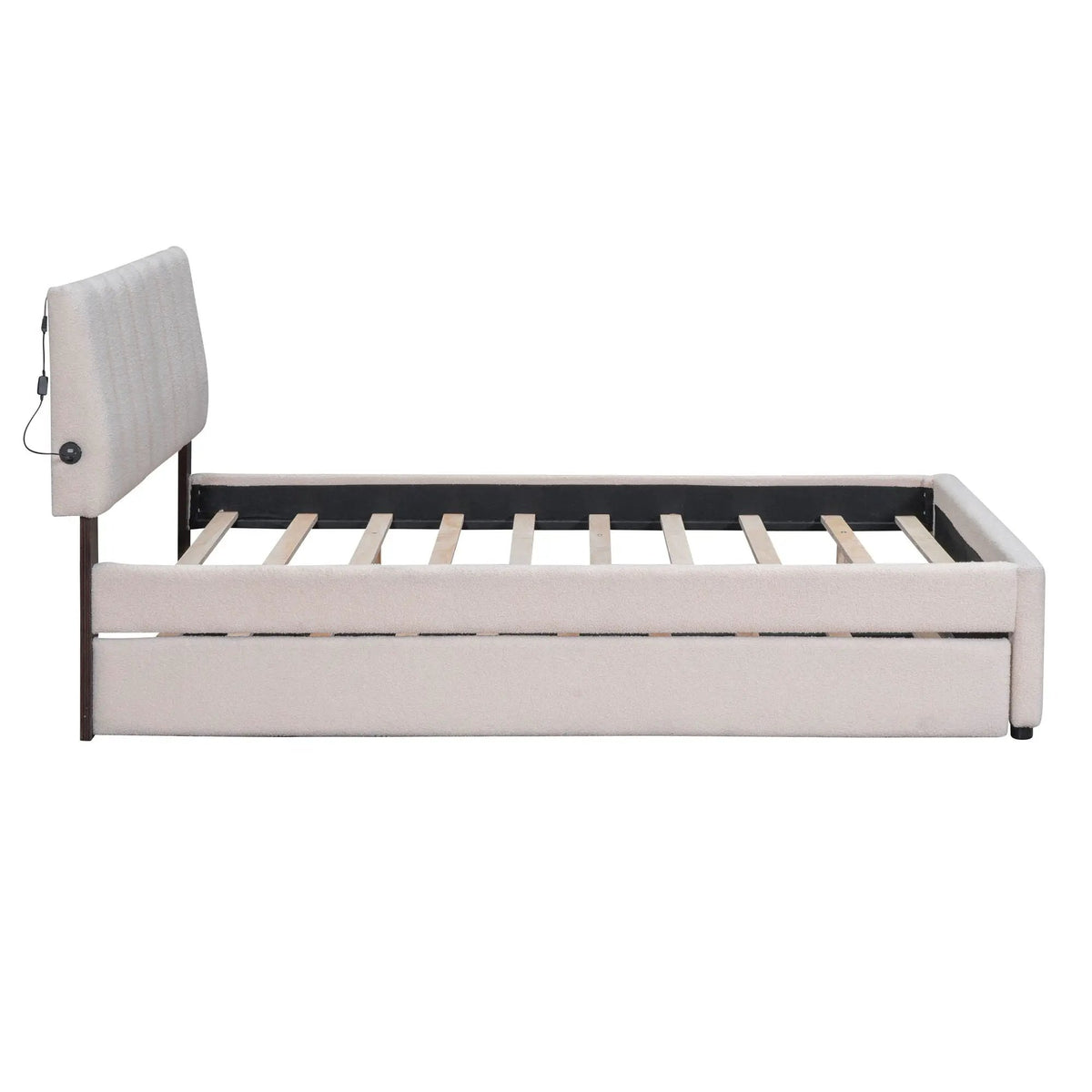 Upholstered Platform Bed | Trundle Included | Comfortable Design | 76 Inch Length