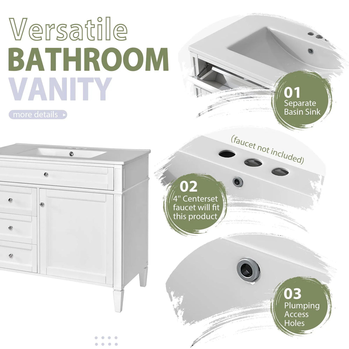 Bathroom Vanity With Mirror Cabinet | Single Sink | Soft Close Doors And Drawers