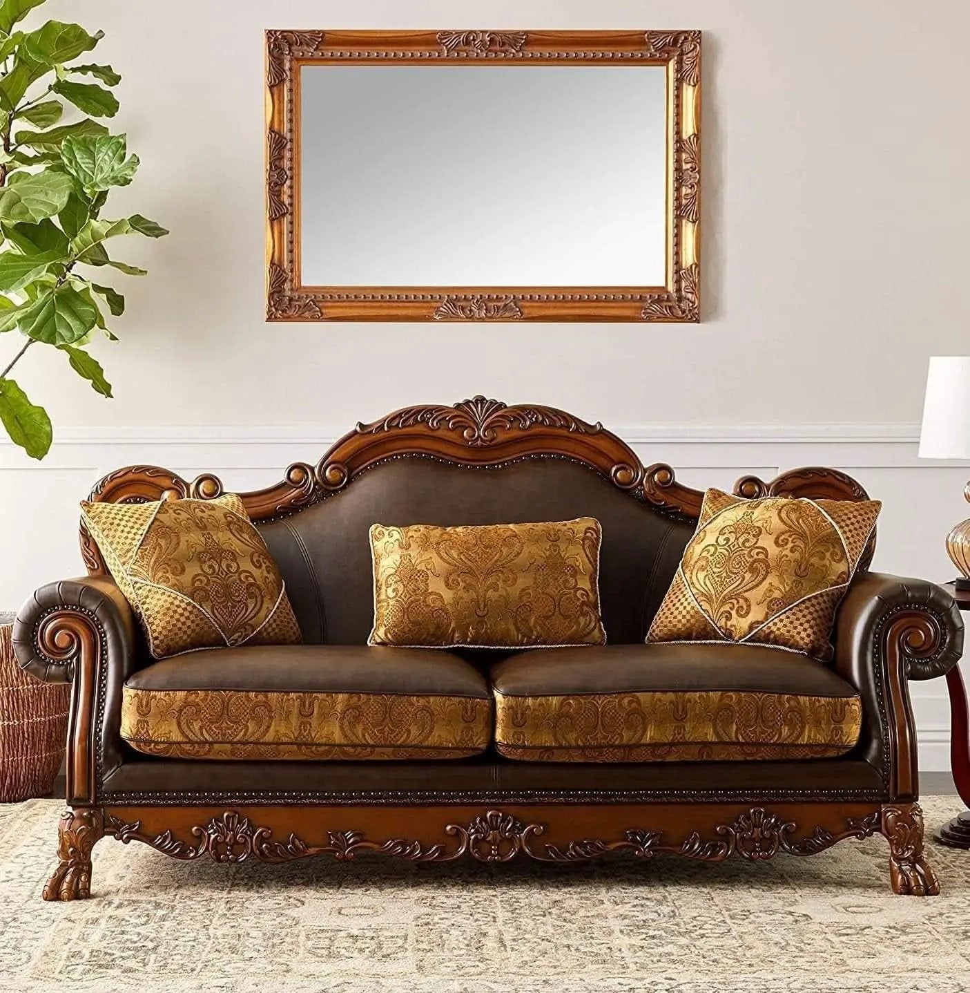 Three-Piece Living Room Set Cherry Oak Sofa Loveseat Chair from PriceLows™