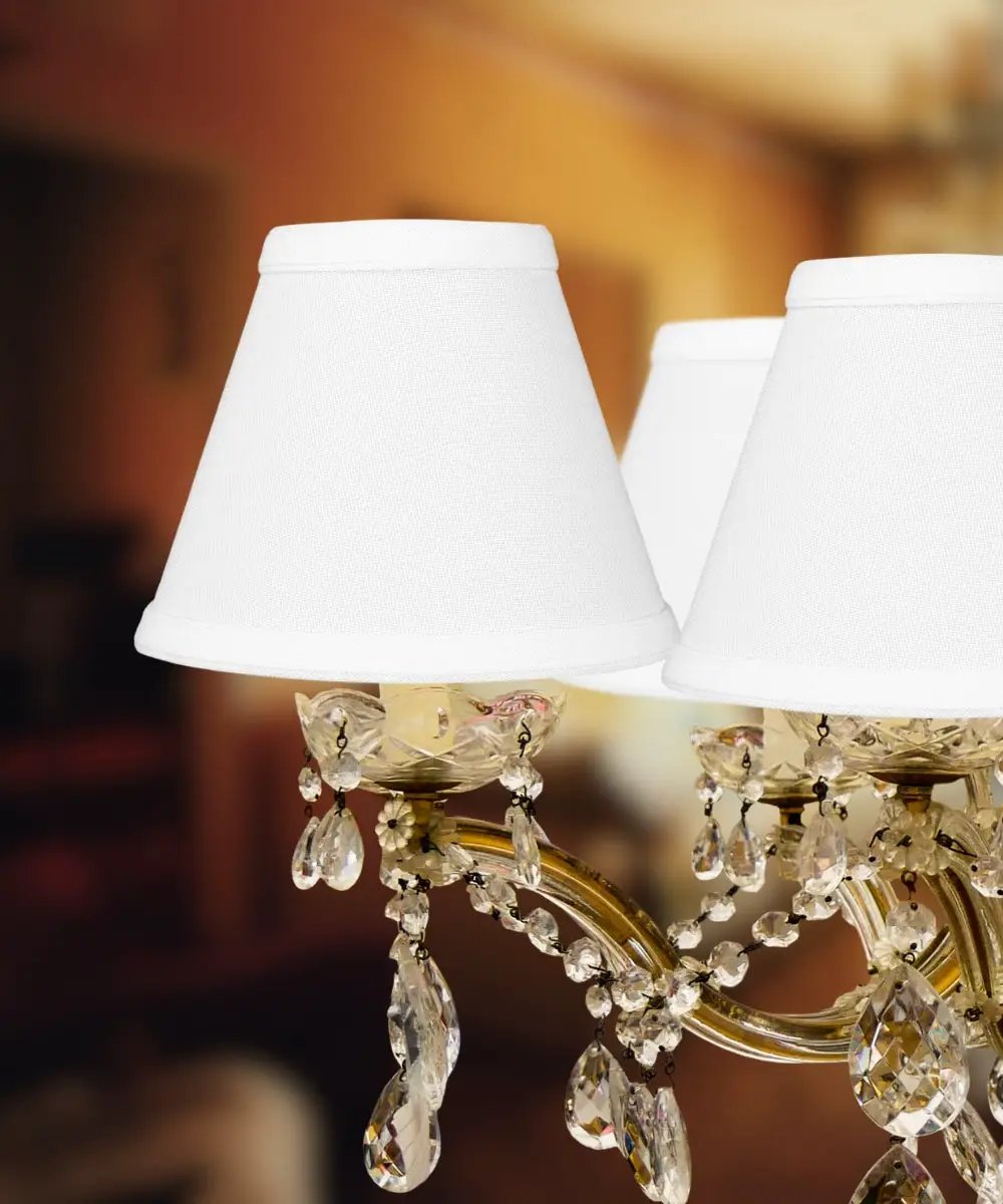 Clip On Lampshades | White Linen | 6X5 Inches | Set Of 6
