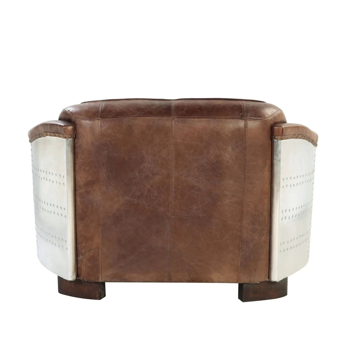 Brancaster Grain Leather Loveseat | 37 x 50 x 31 in | Leather & Aluminum | Brown