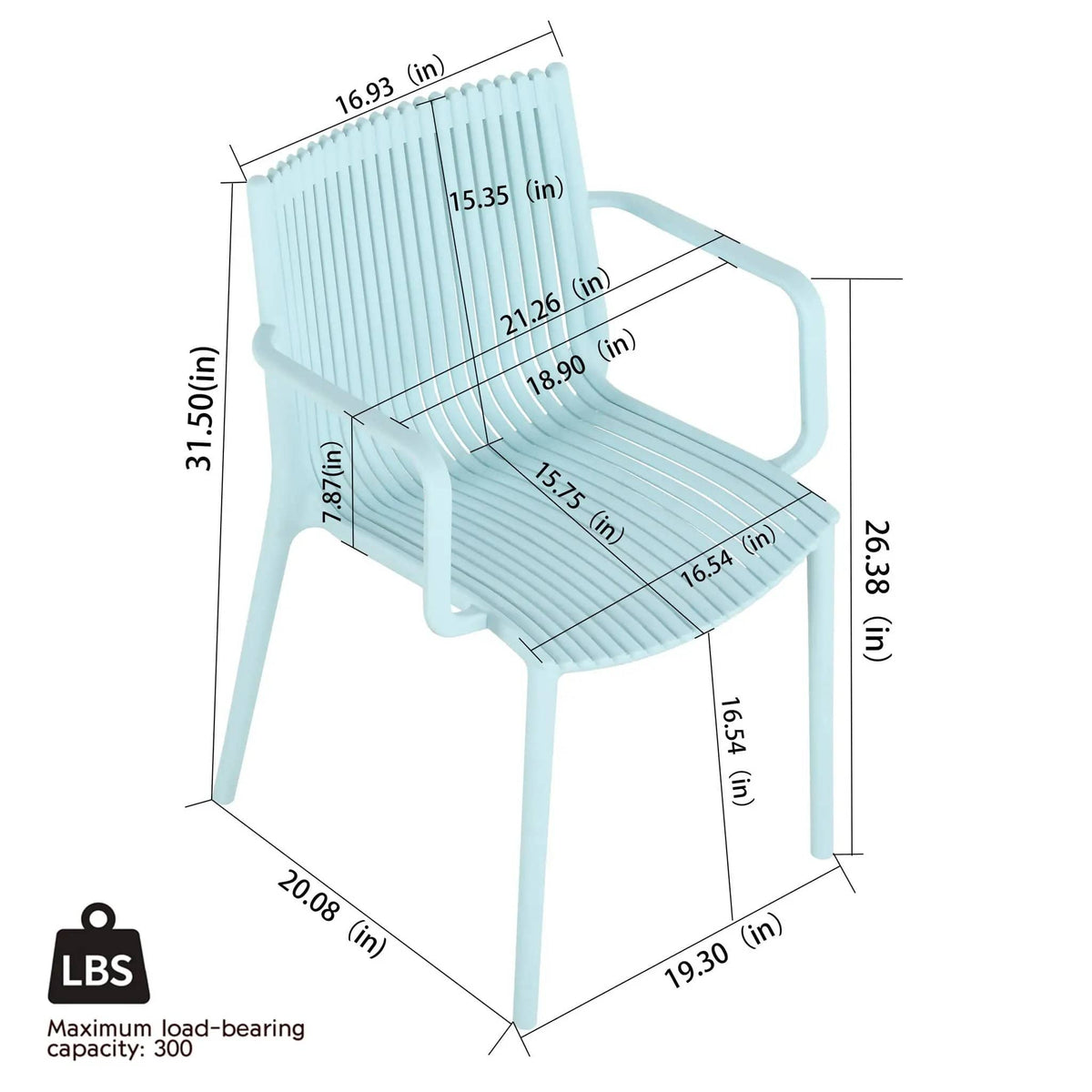 4 Modern Stackable Plastic Armchair Matched With Folding Square Table 5 Piece | 5 Piece Outdoor Set | Metal | Outdoor Living
