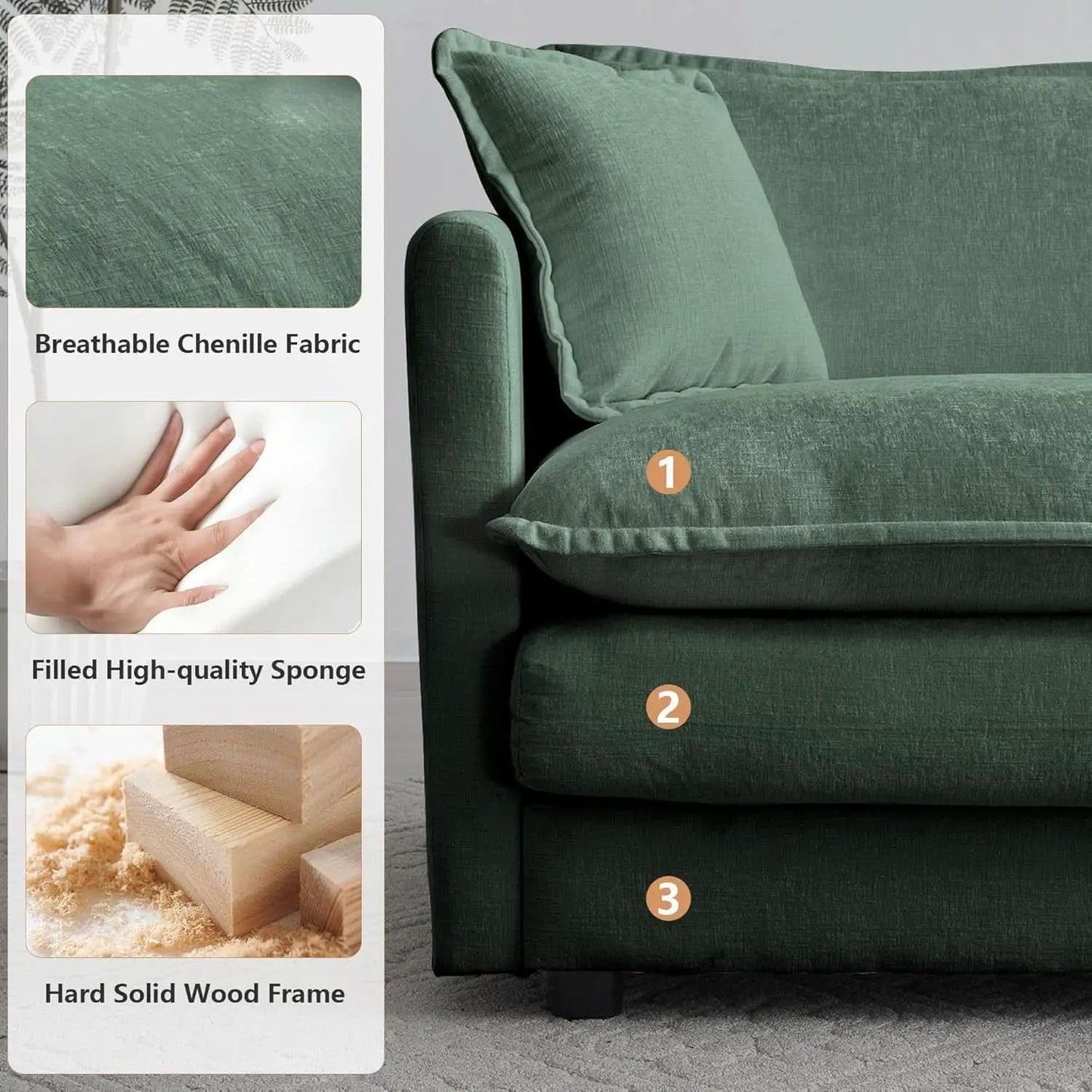 Two Piece Loveseat And Armchair Set In Evergreen Chenille from PriceLows™