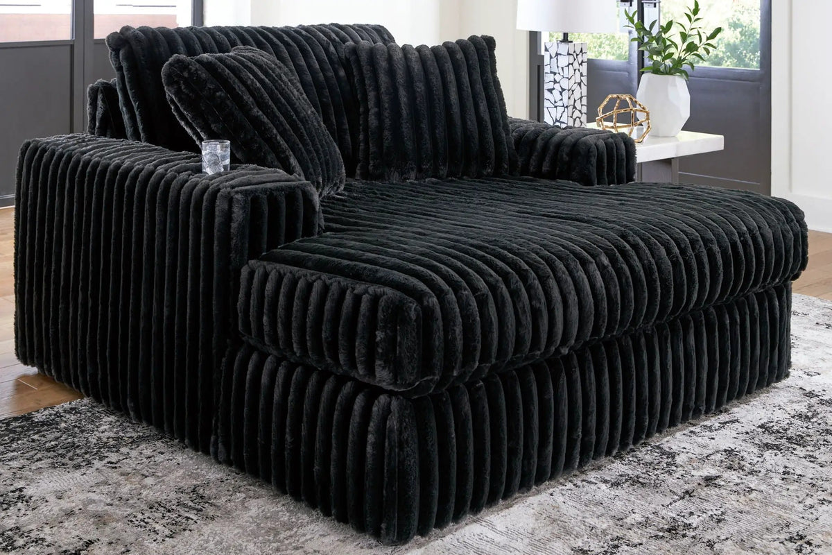 Midnight Madness Oversized Chaise | Jumbo Corduroy Upholstery | Plush Cozy Seating | 64 Inch Length