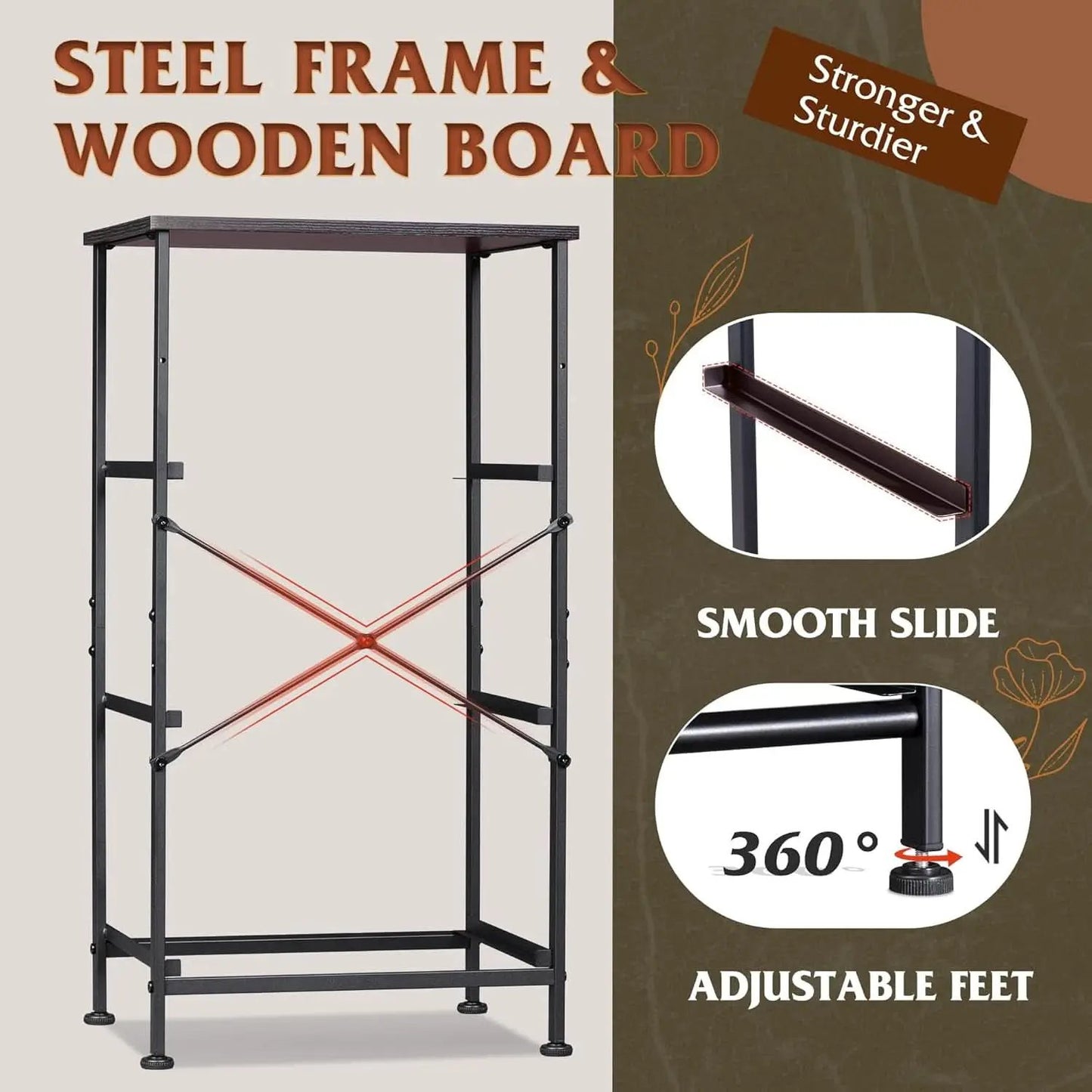 Dark Grey Dresser With 3 Drawers, Steel Frame, Wood Top from PriceLows™