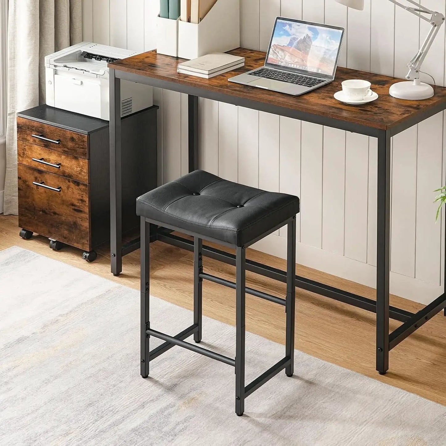 Bar Stools 25 Inch Counter Height With PU Upholstery Black from PriceLows™