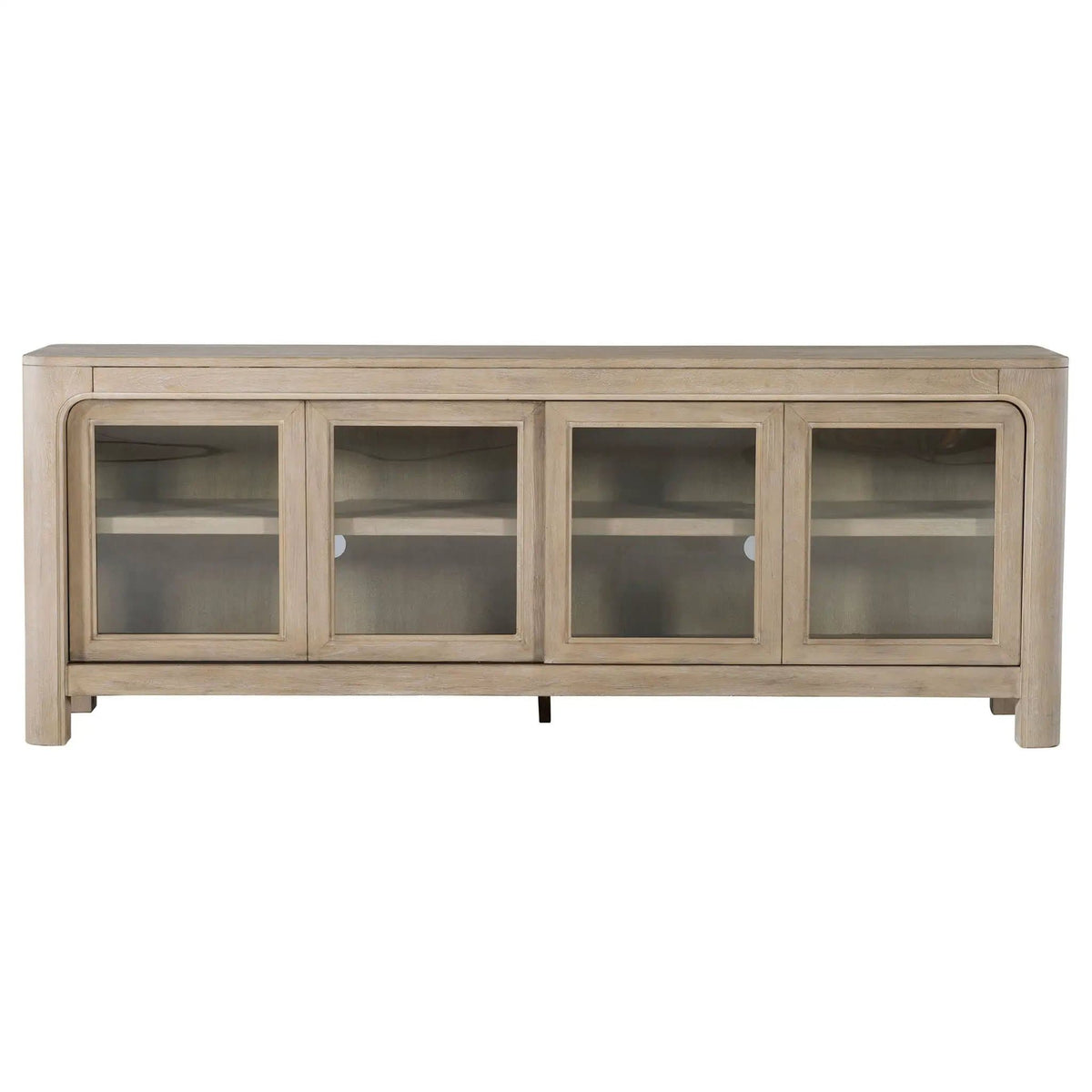 Solano 71-inch 2-door TV Stand Media Console Weathered Mango | 71 x 16.75 x 26.75 in | Engineered Wood & Glass | Living Room