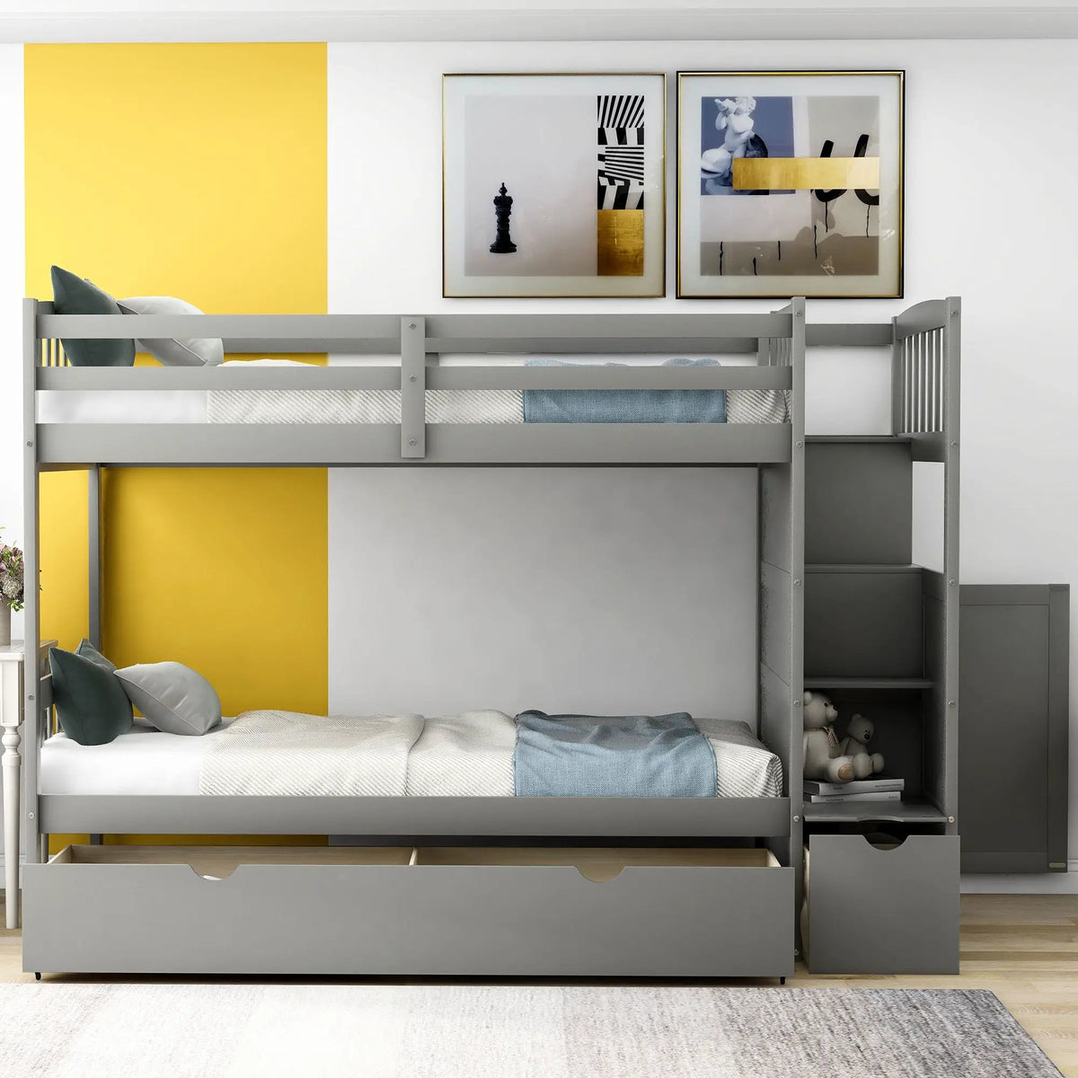 Bunk Bed | Convertible To Full Size | Built In Storage | Integrated Staircase
