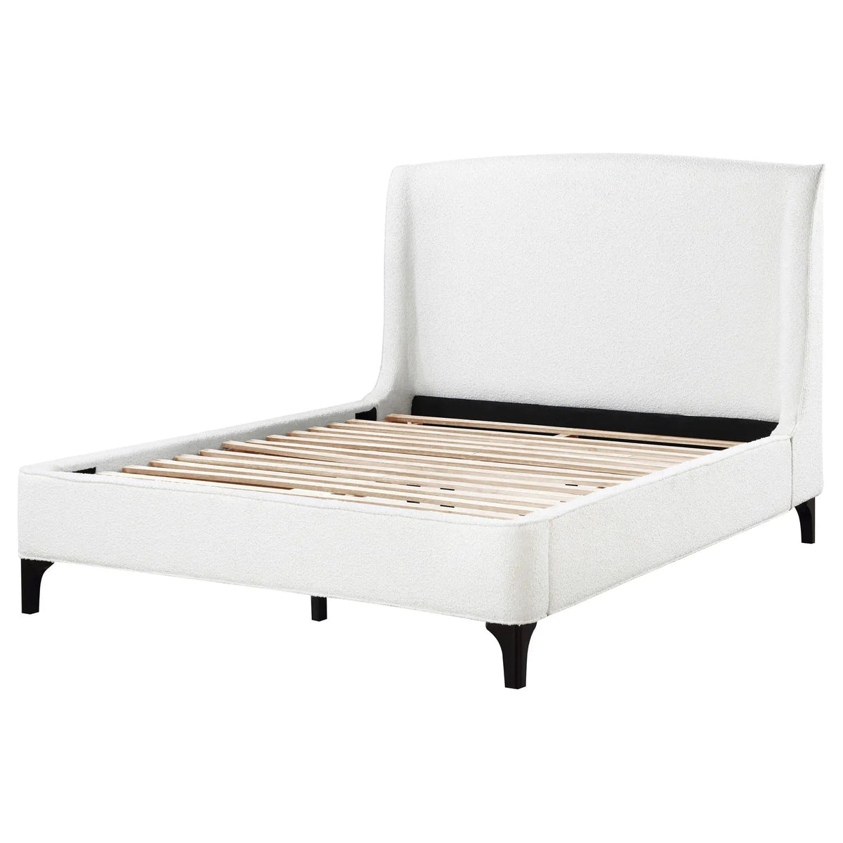 Mosby Upholstered Eastern King Wingback Bed Snow | 83.75 x 90 x 54 in | Boucle | Bedroom