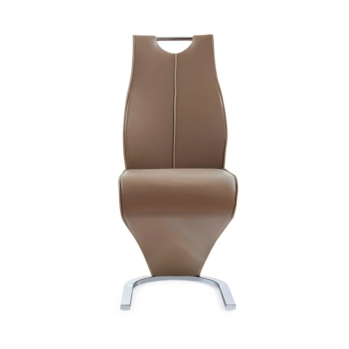 Tony Dining Chairs (Set of 2) | 17.32 x 25.79 x 34.25 in | Leather & Metal | Brown / Beige