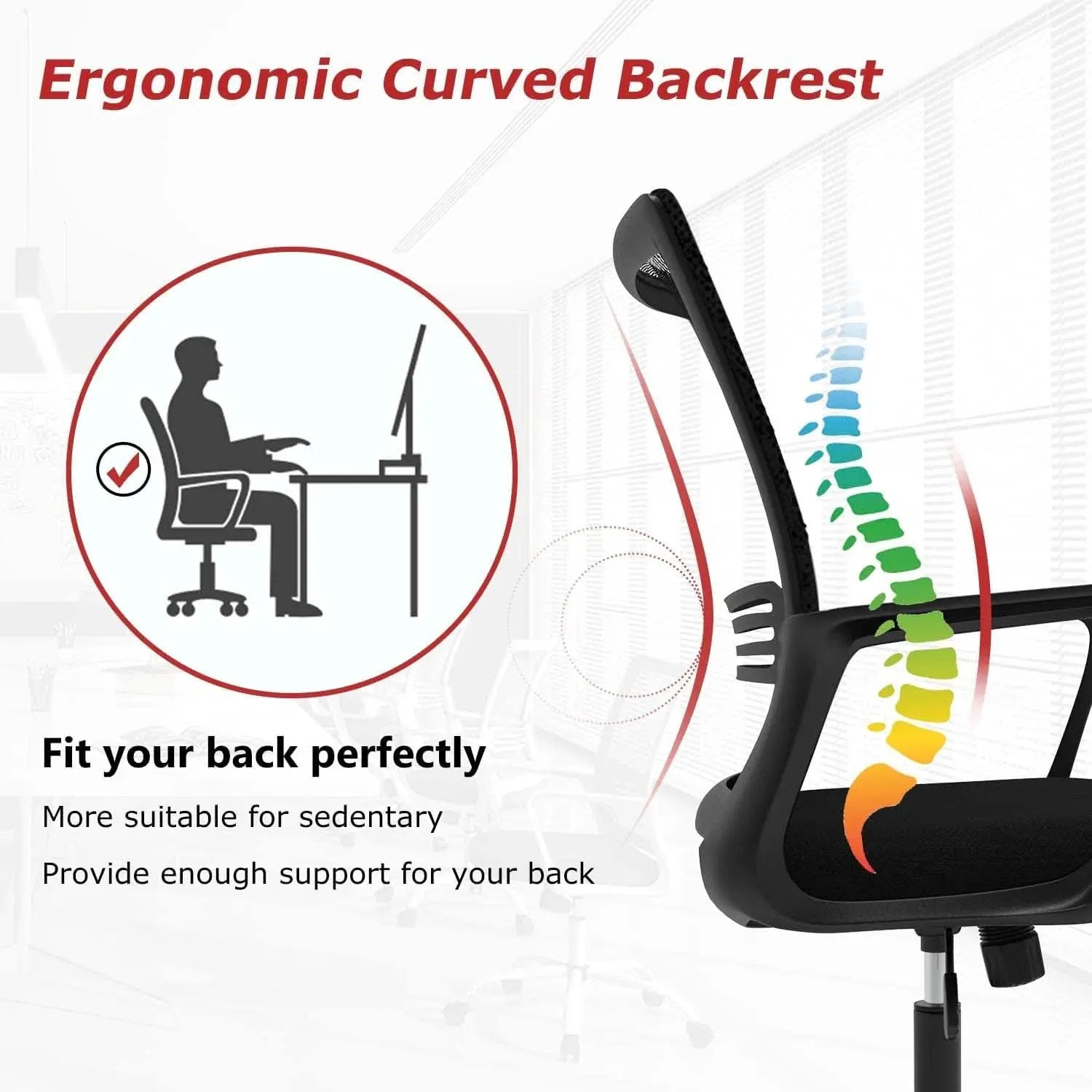 Black Ergonomic Mesh Office Chair With Armrests And Wheels from PriceLows™